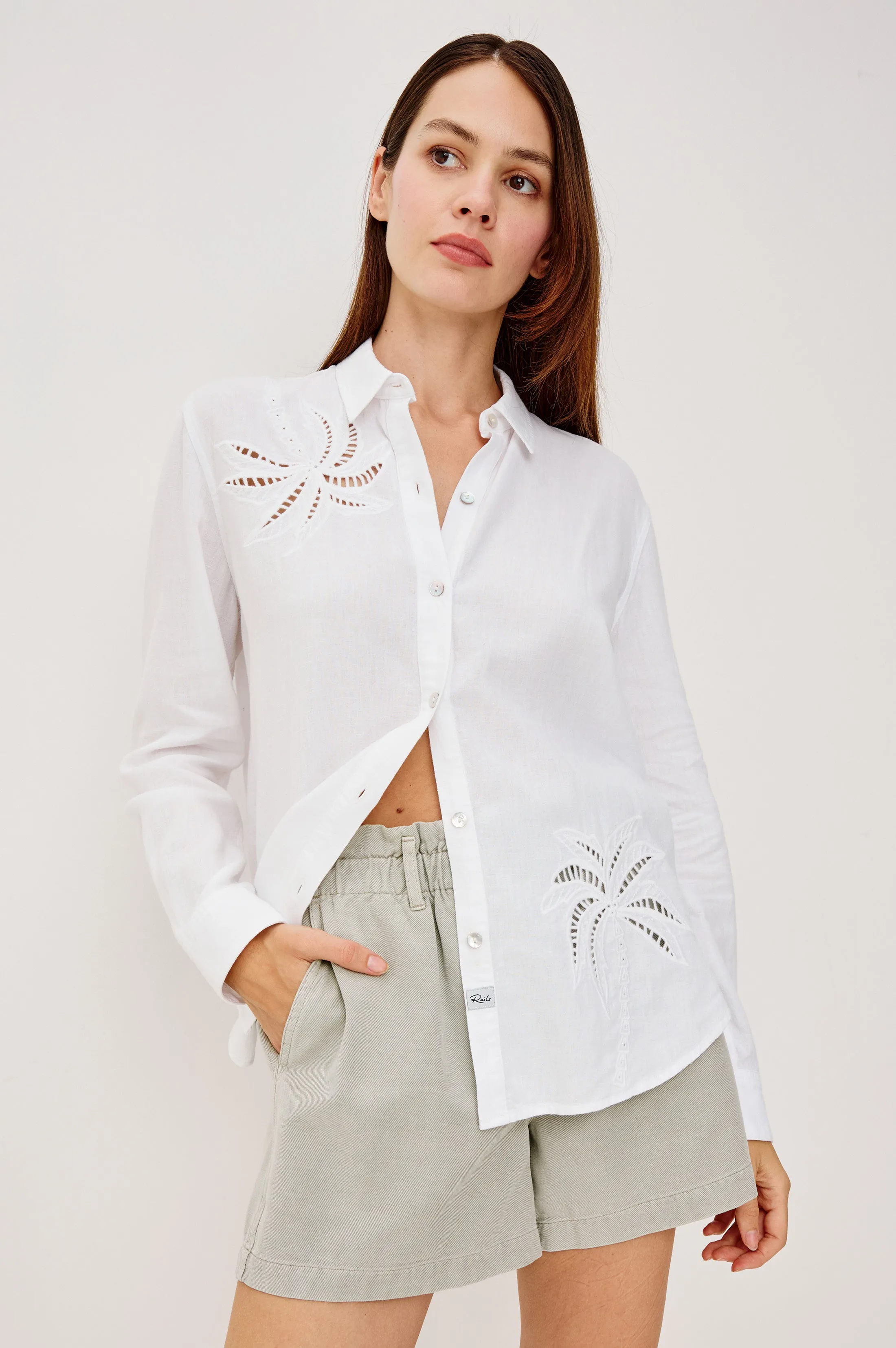 SAMAR SHIRT - WHITE PALM EMBROIDERY sold by Rails