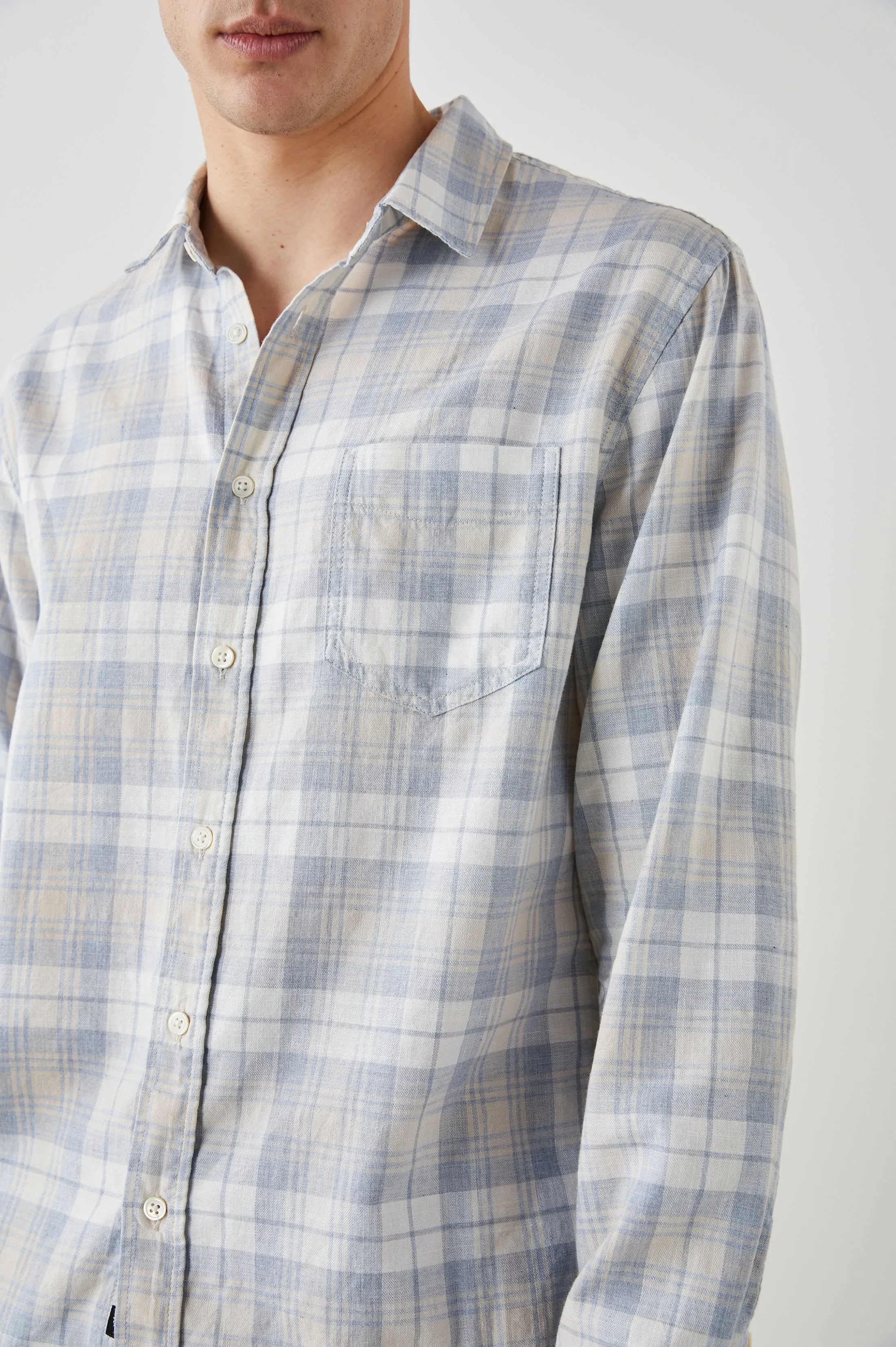 WYATT SHIRT - MIRROR CREAM MELANGE sold by Rails