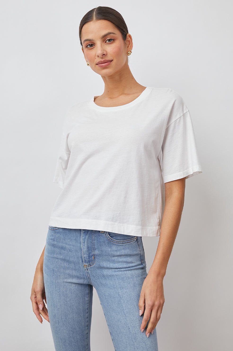 THE BOXY CREW T-SHIRT - WHITE sold by Rails