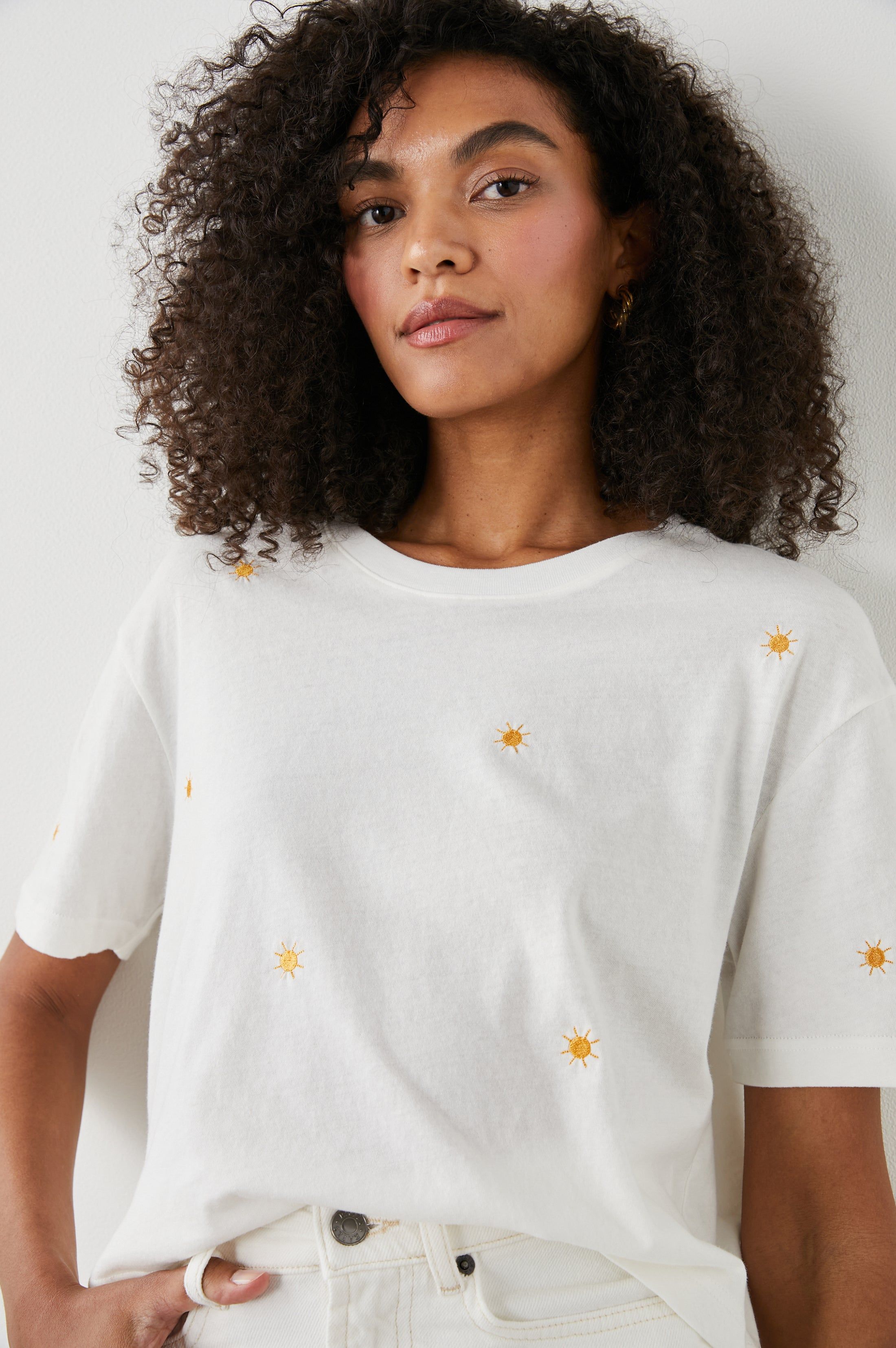 THE BOXY CREW T-SHIRT - EMBROIDERED SUNS sold by Rails product image thumbnail 3
