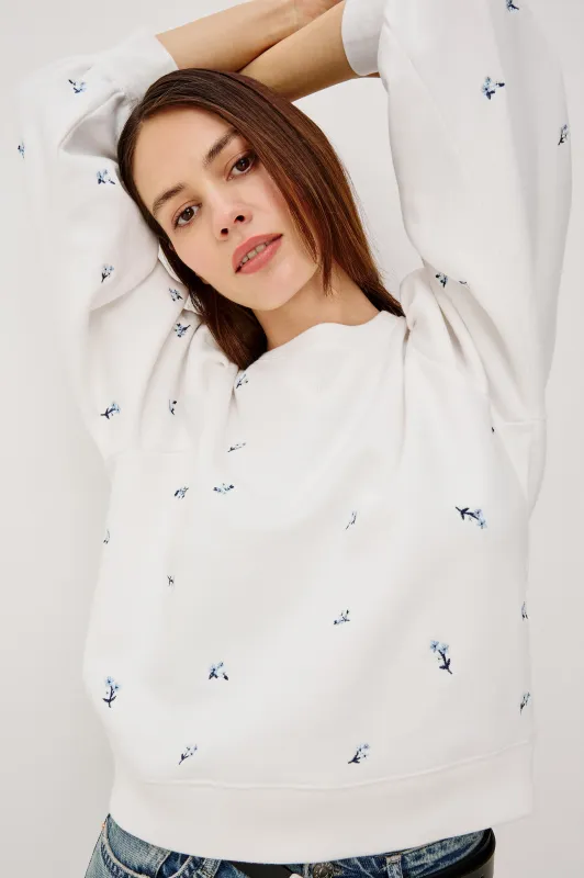 TIFFANY SWEATSHIRT - EMBROIDERED BLUE IRIS made by Rails