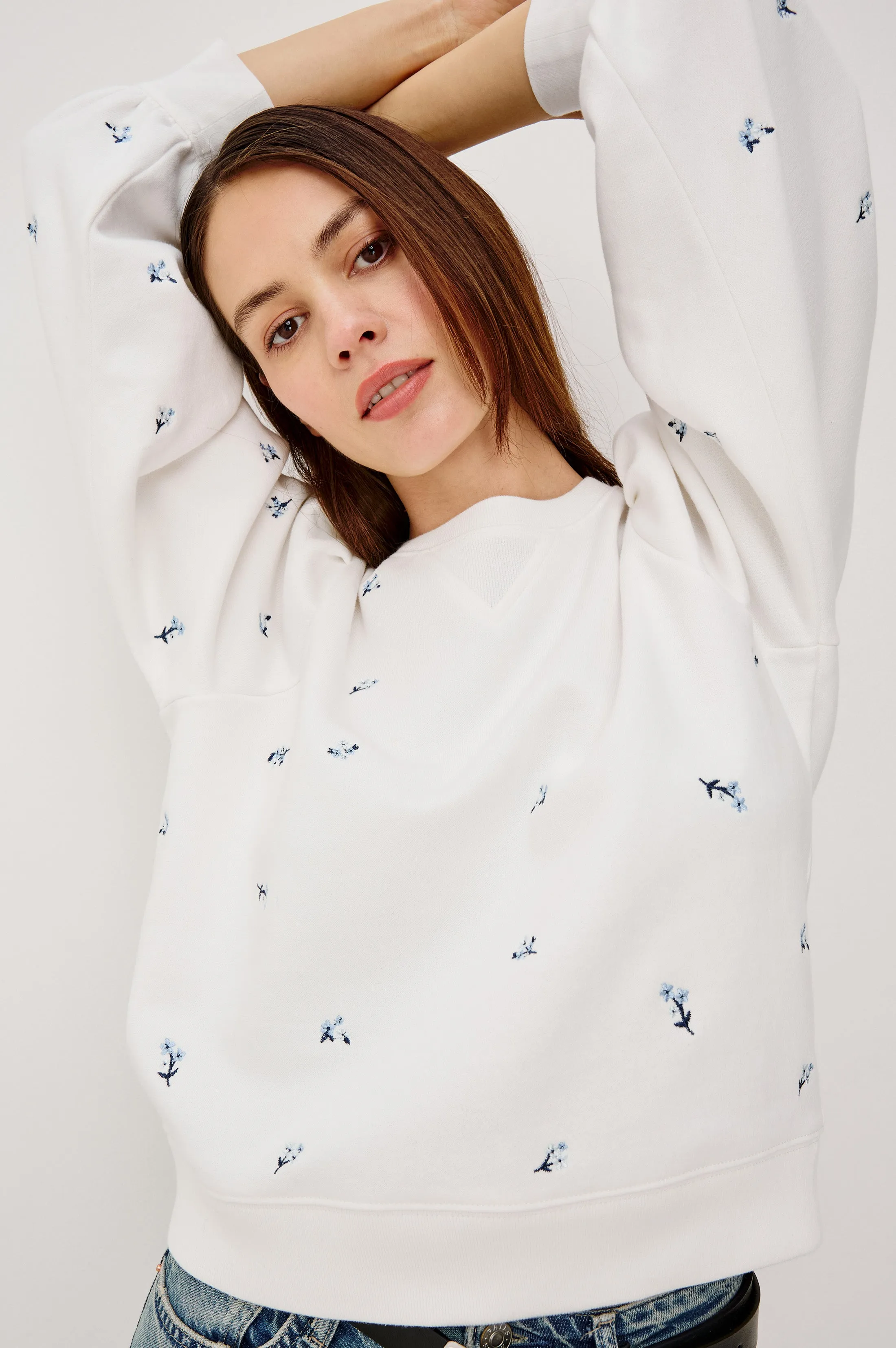 TIFFANY SWEATSHIRT - EMBROIDERED BLUE IRIS sold by Rails