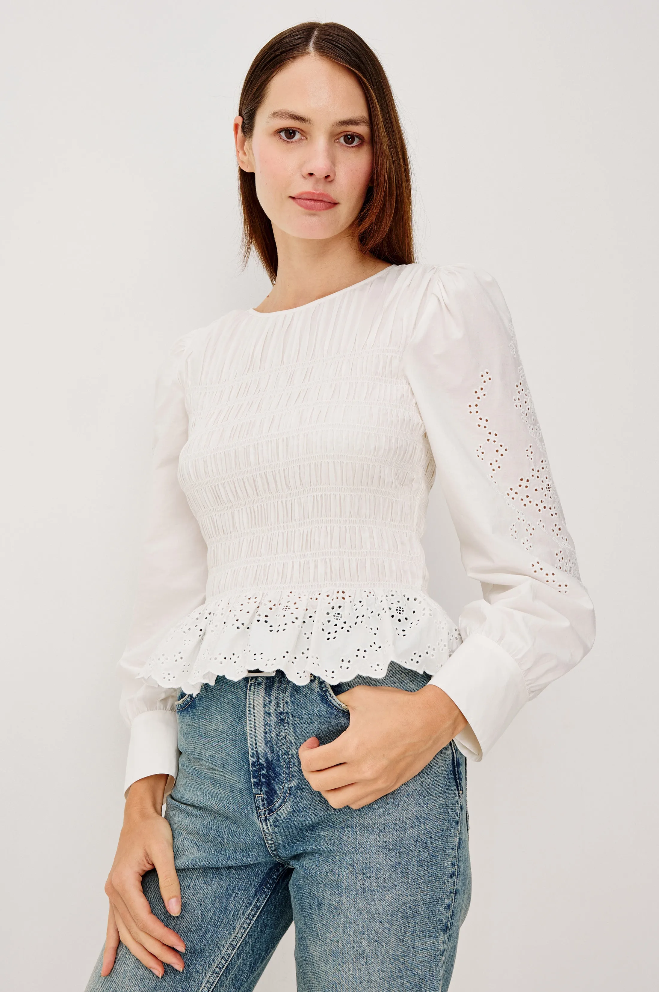 TABI TOP - WHITE EMBROIDER sold by Rails product image thumbnail 2