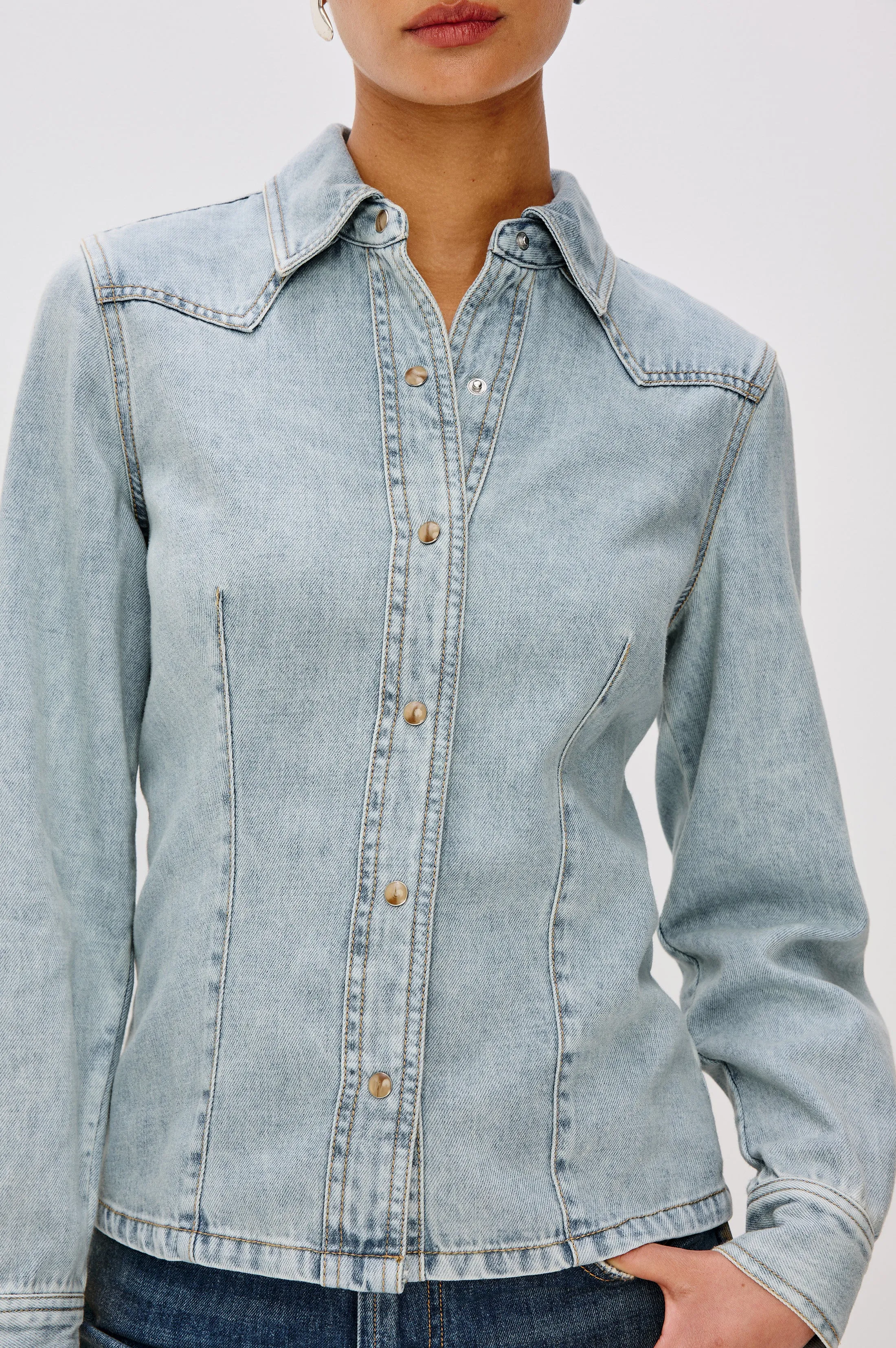 TAIANA SHIRT - BLEACHED INDIGO sold by Rails product image thumbnail 2
