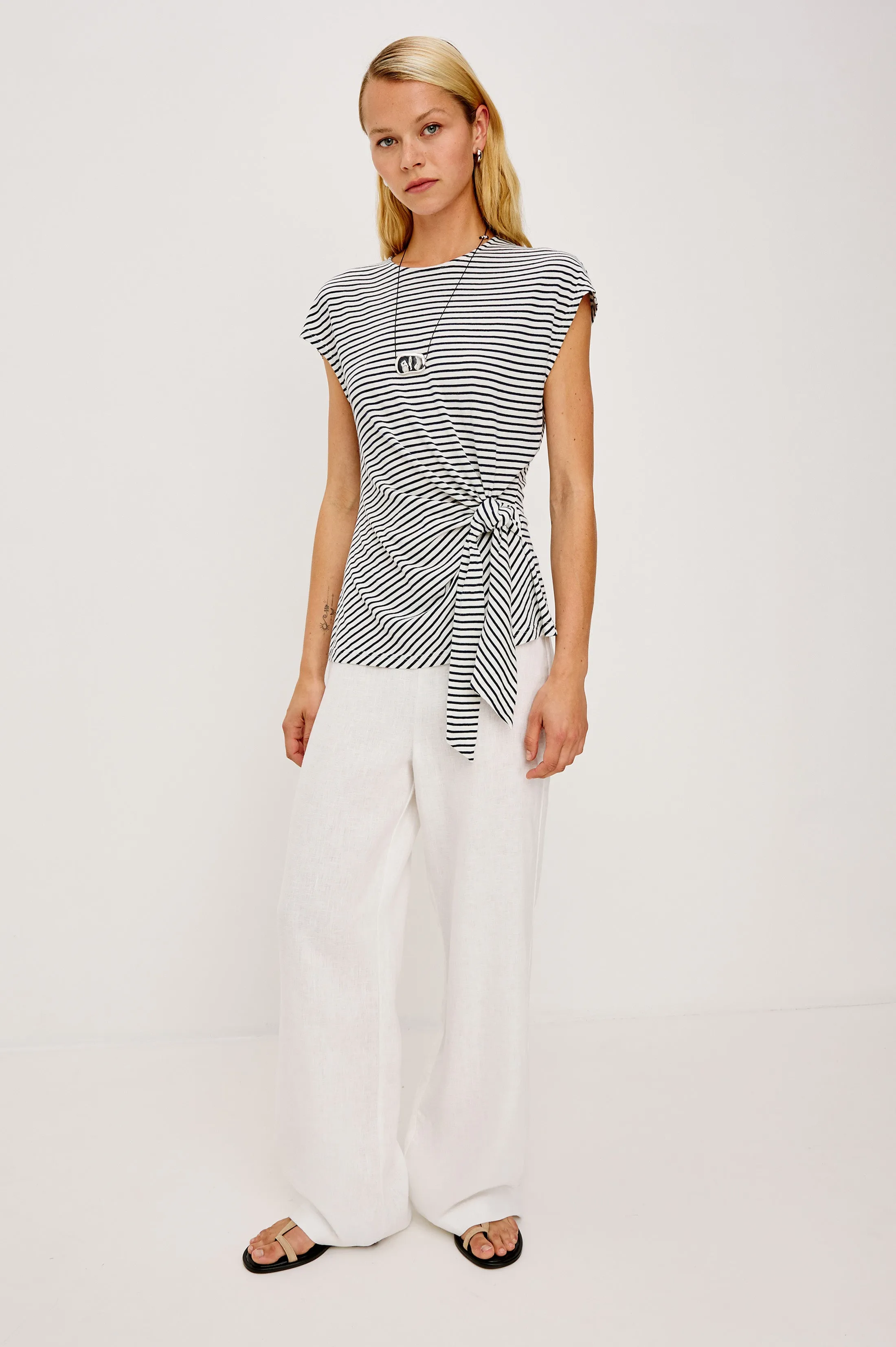 GABBIE TOP - IVORY NAVY MICRO STRIPE sold by Rails product image thumbnail 3
