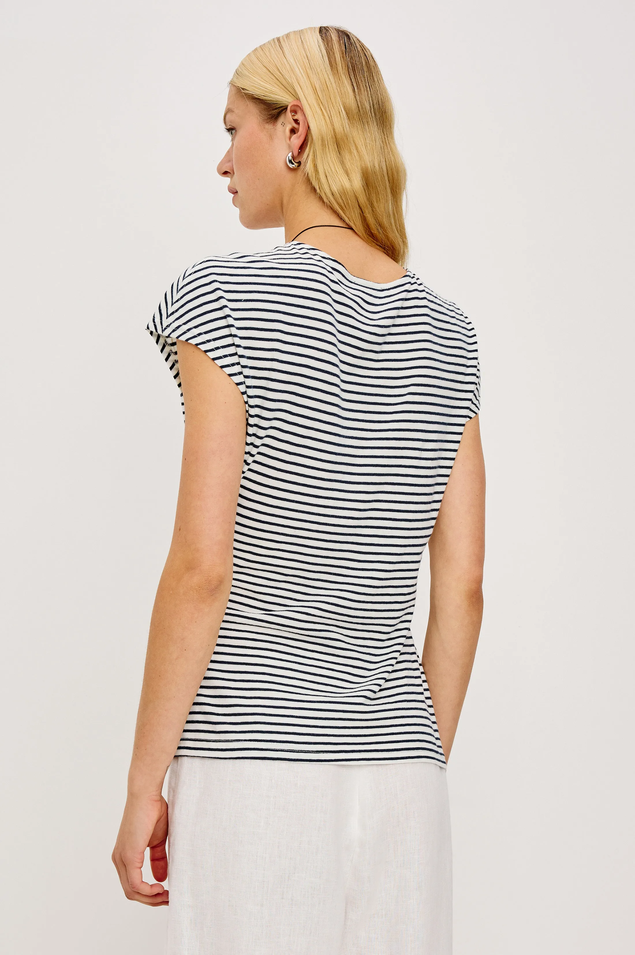 GABBIE TOP - IVORY NAVY MICRO STRIPE sold by Rails product image thumbnail 5