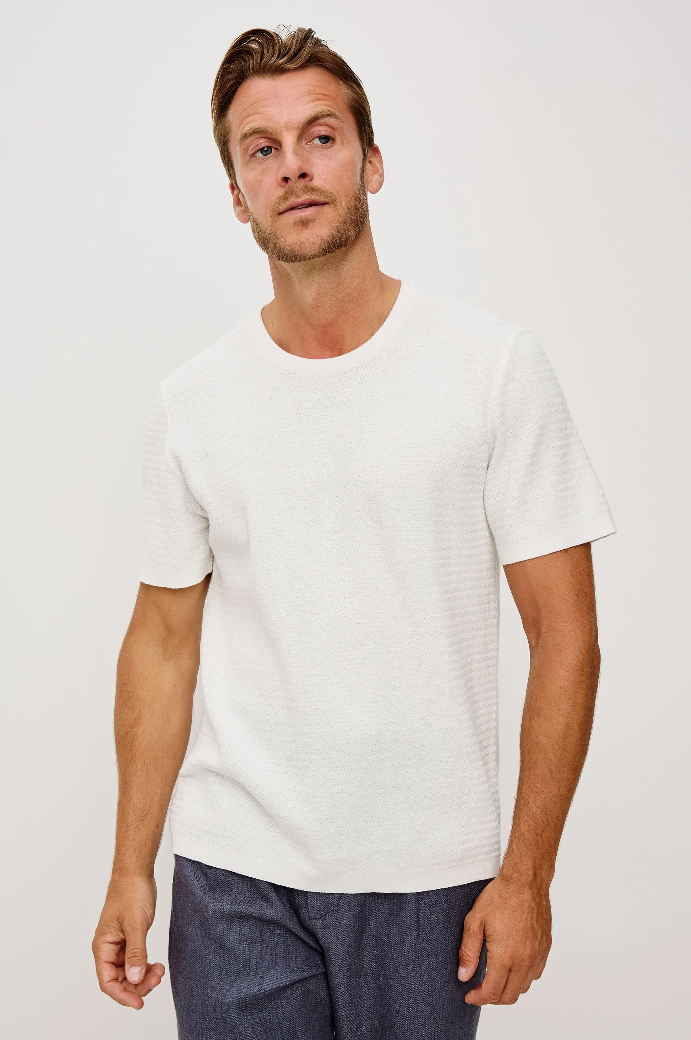 THEO SHORT SLEEVE SWEATER - PORCELAIN sold by Rails product image thumbnail 4
