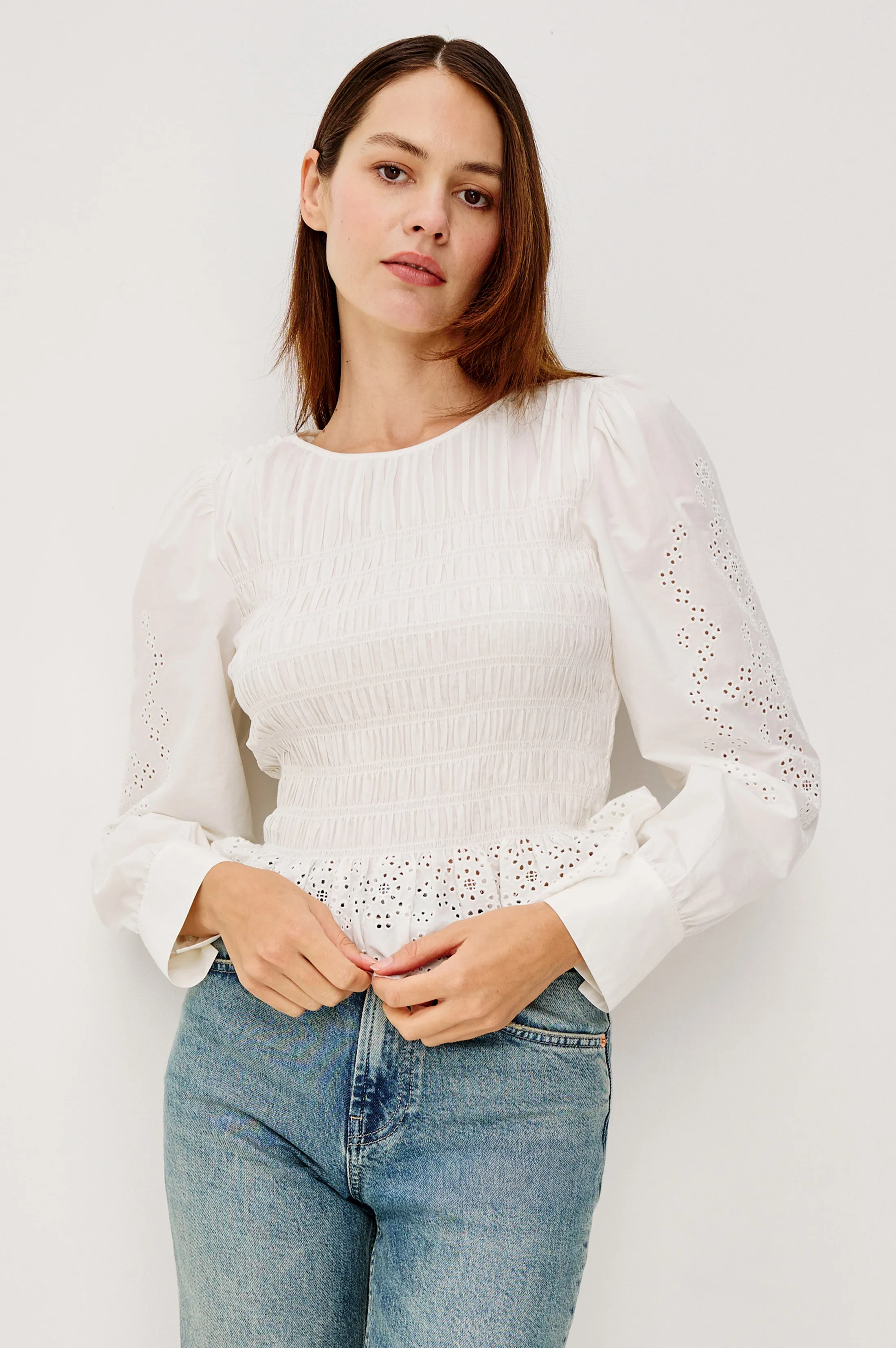TABI TOP - WHITE EMBROIDERY sold by Rails