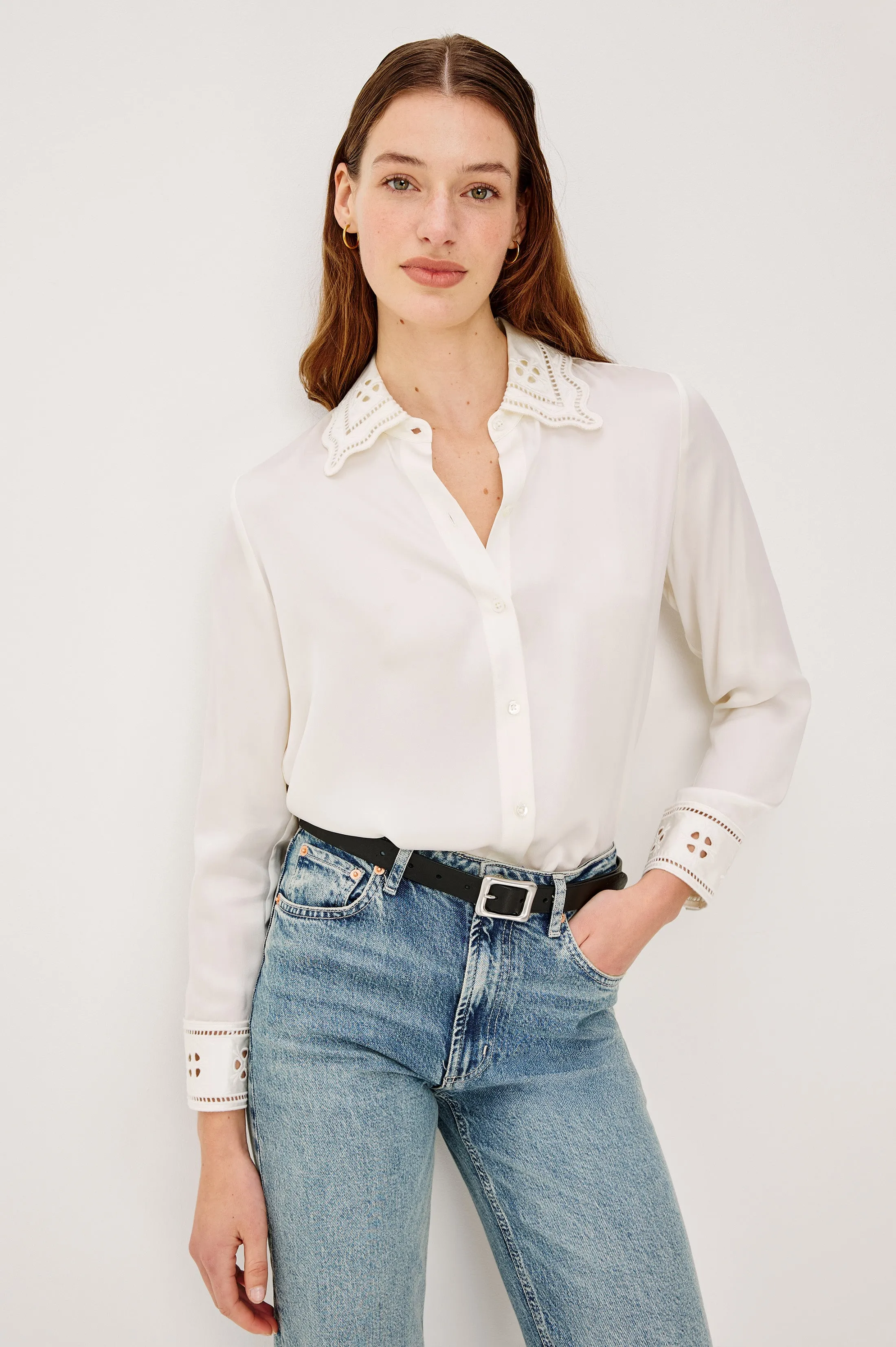CLARISE SHIRT - IVORY EYELET sold by Rails