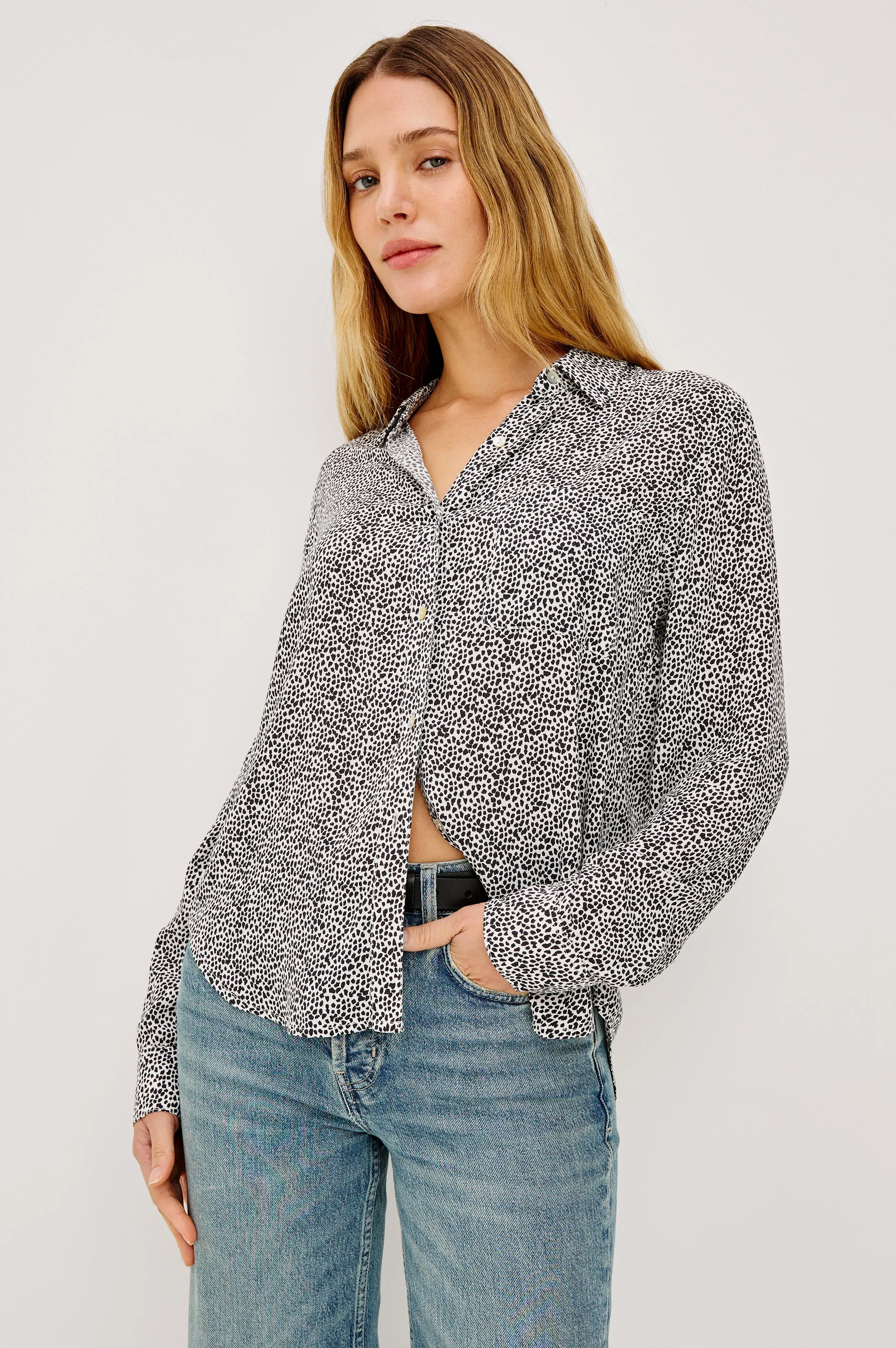 JOSEPHINE SHIRT - IVORY MICRO SPOTS sold by Rails