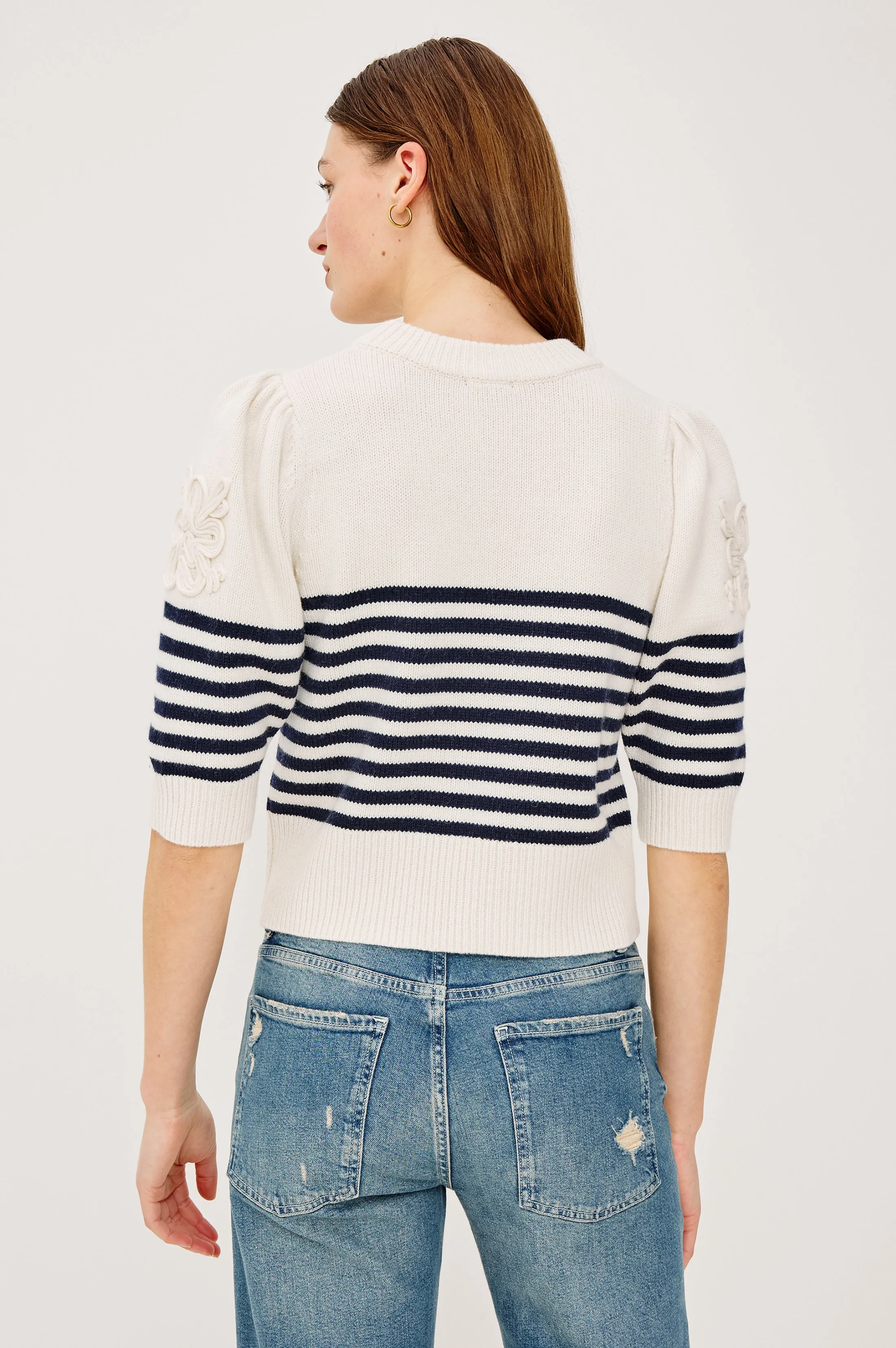 MARTHA TOP - IVORY NAVY FLORAL STRIPE sold by Rails product image thumbnail 5