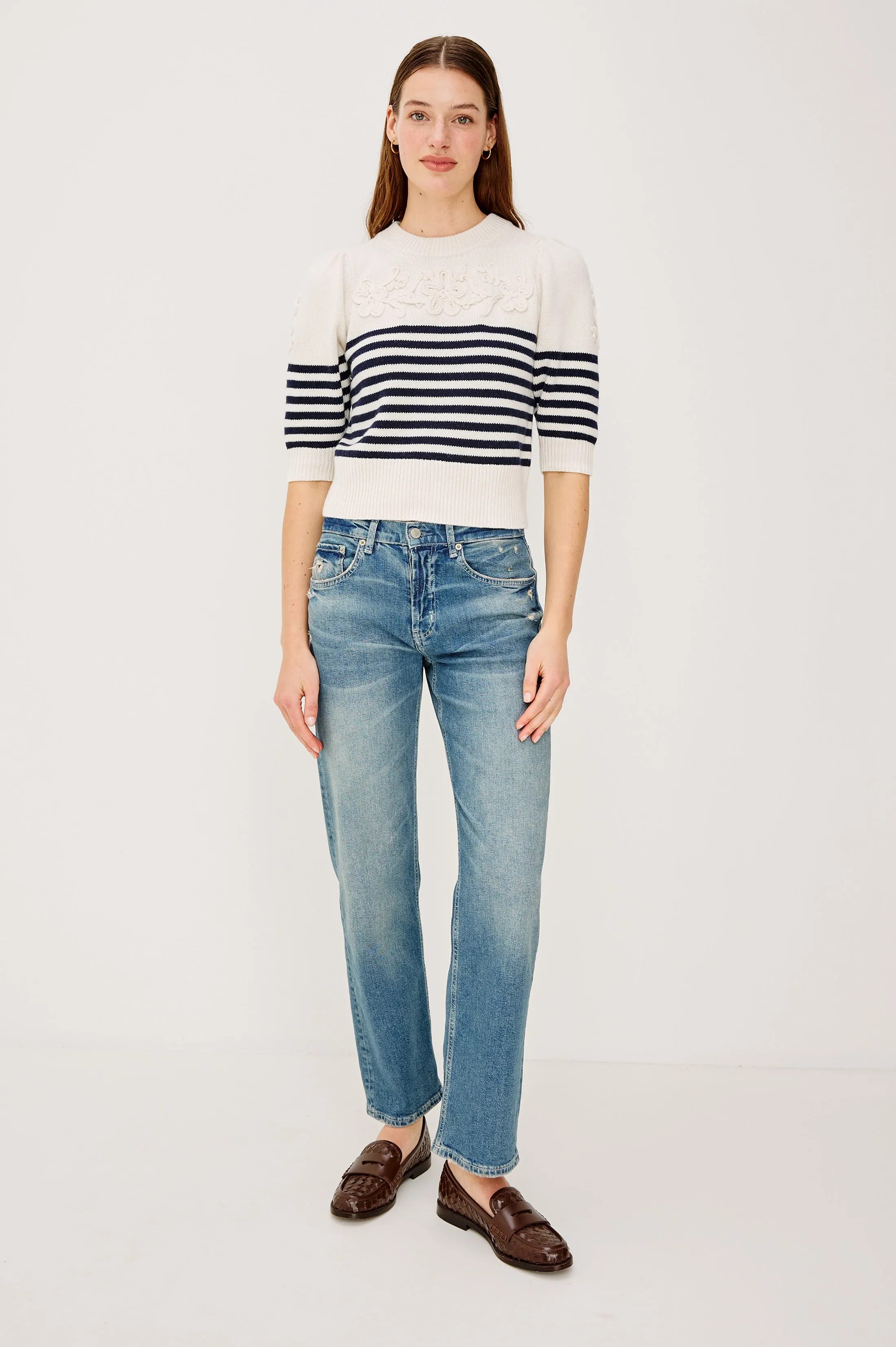 MARTHA TOP - IVORY NAVY FLORAL STRIPE sold by Rails product image thumbnail 3