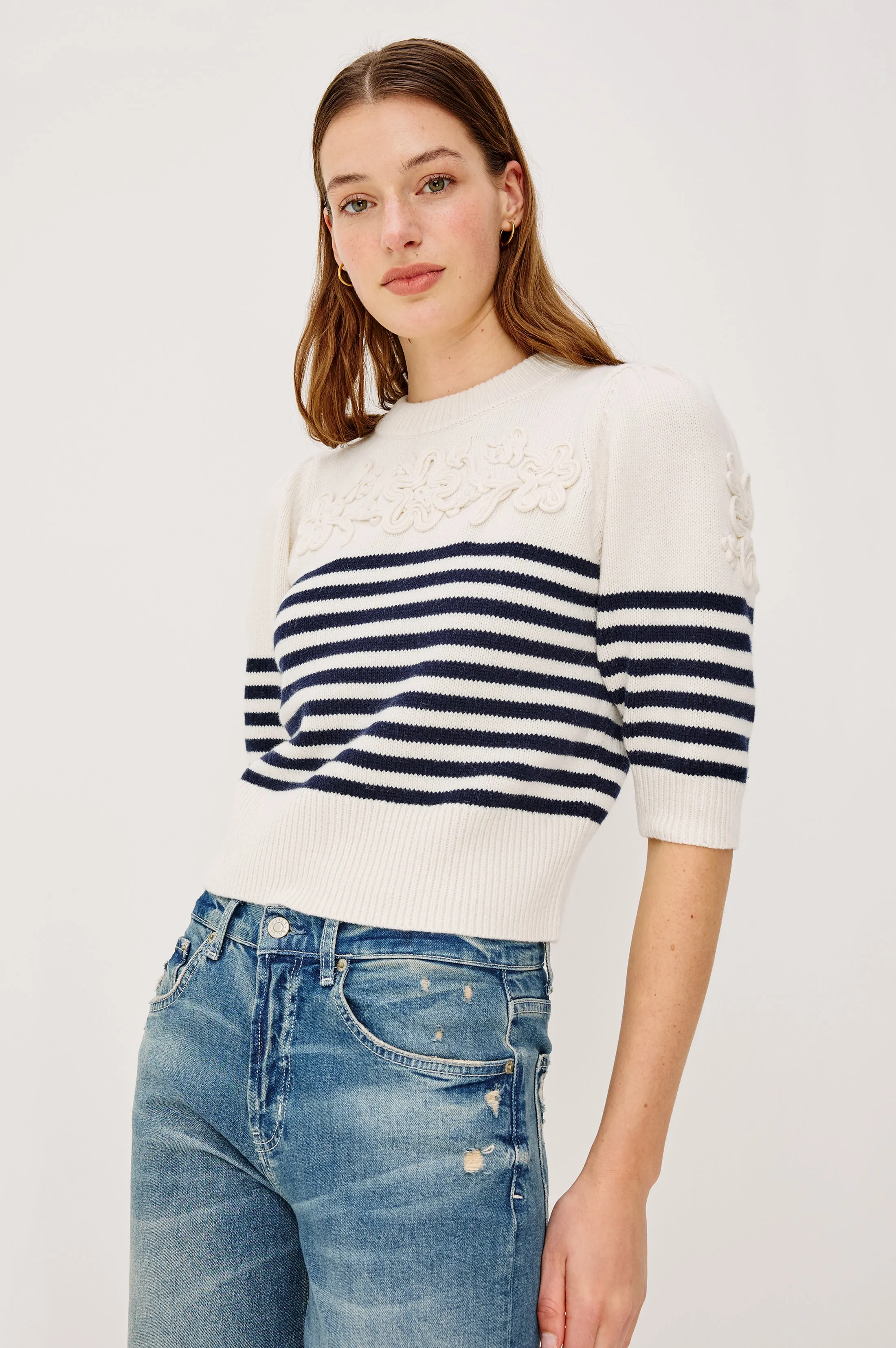 MARTHA TOP - IVORY NAVY FLORAL STRIPE sold by Rails product image thumbnail 4