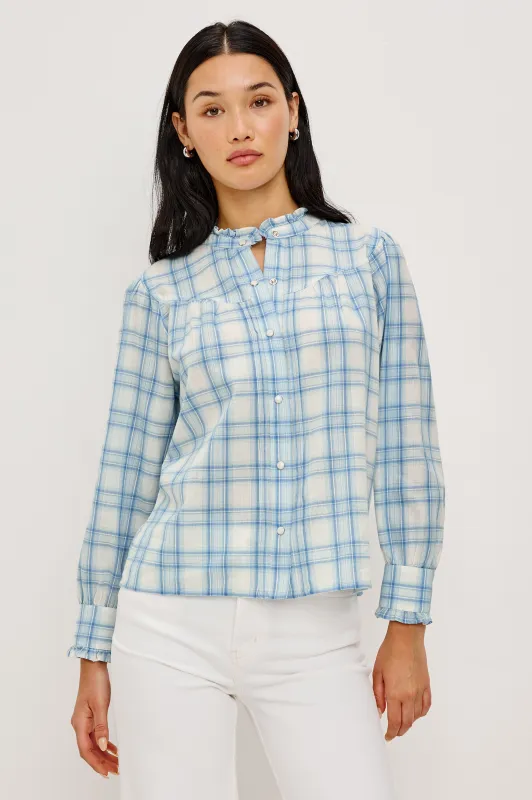ALANNA SHIRT - BLUEBELL IVORY sold by Rails