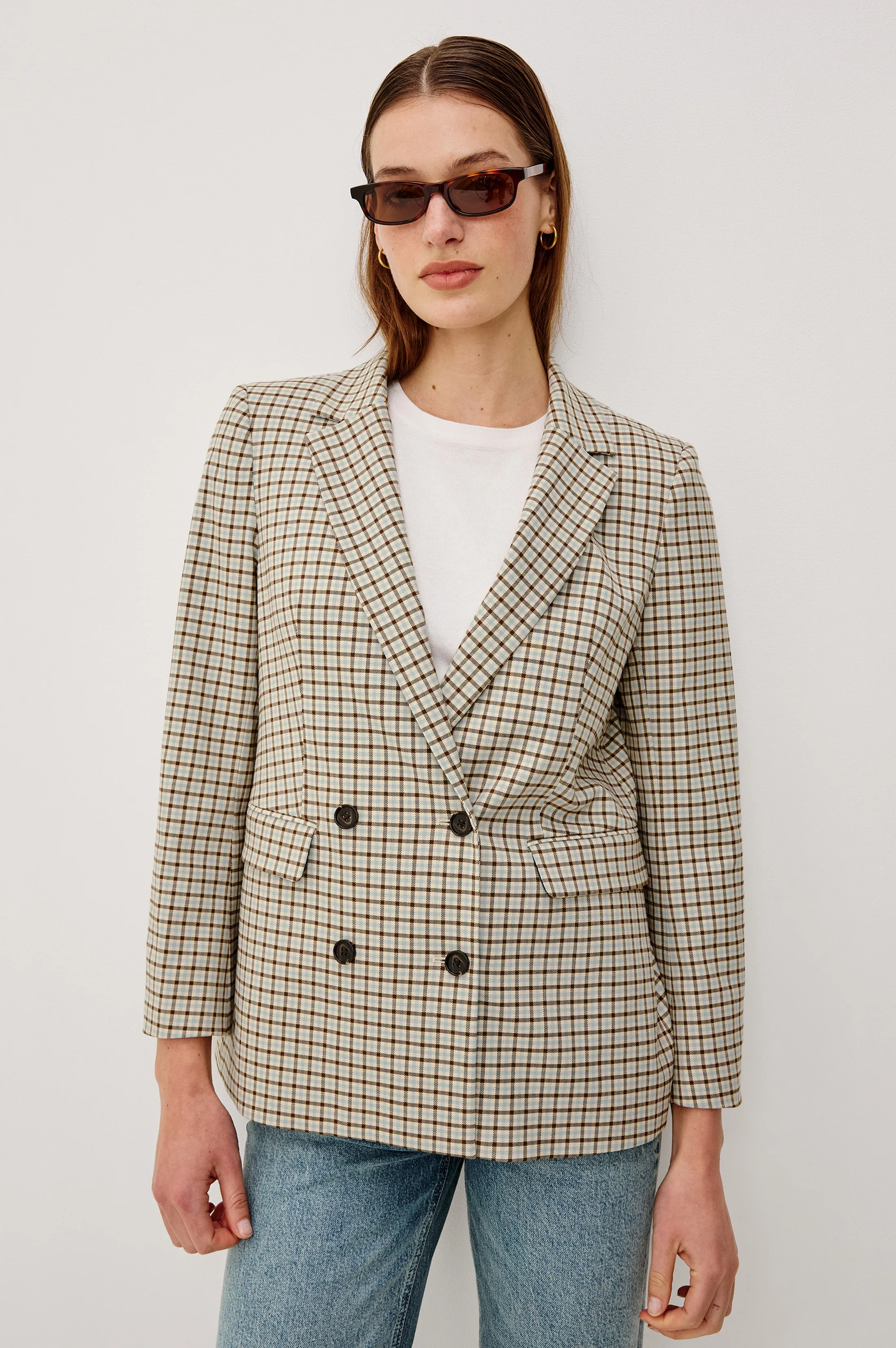 JAC BLAZER - BLUE BAY CHECK sold by Rails