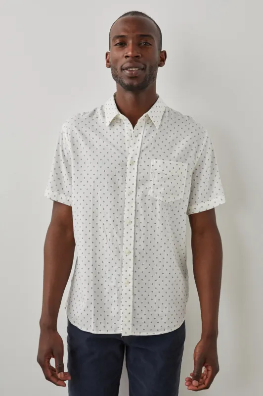 CARSON SHIRT - DIAMOND PRINT BLACK sold by Rails