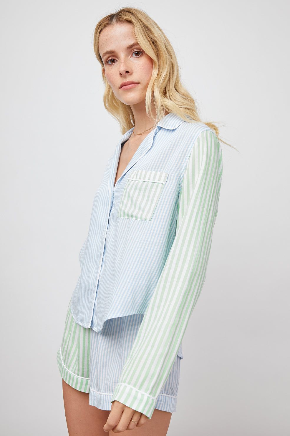 KELLEN PAJAMA SET - MIXED LAGOON STRIPE sold by Rails product image thumbnail 4