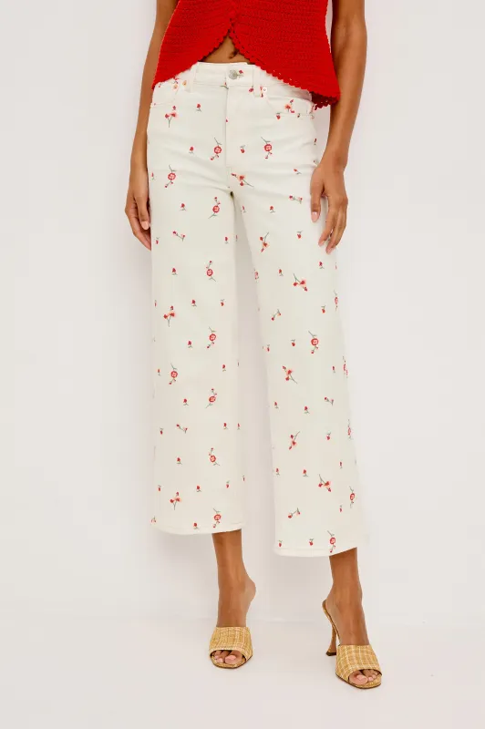 GETTY CROP WIDE LEG - ECRU ROMANTIC FLORAL sold by Rails