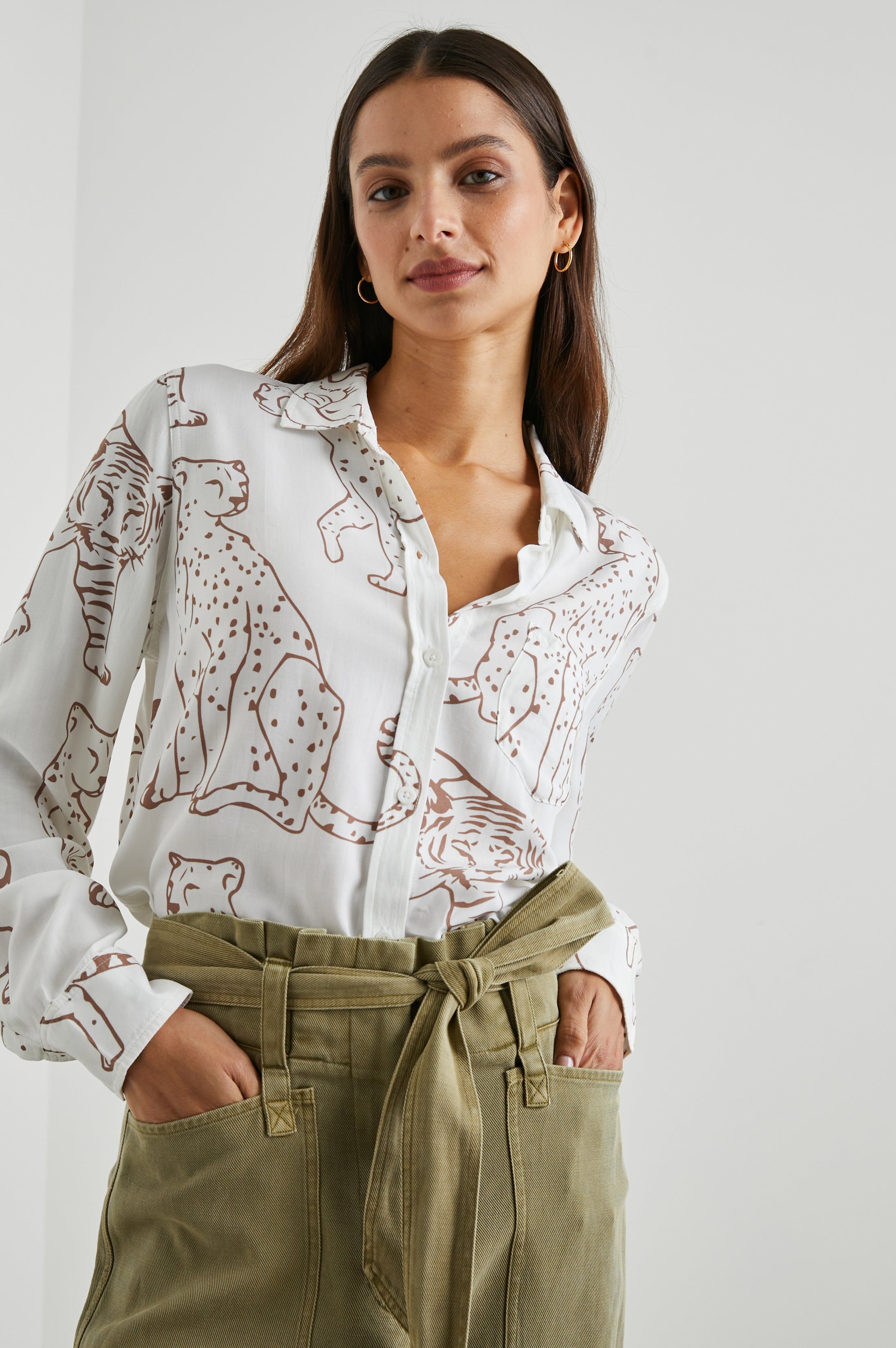 KATHRYN SHIRT - CAMEL JUNGLE CATS sold by Rails product image thumbnail 4