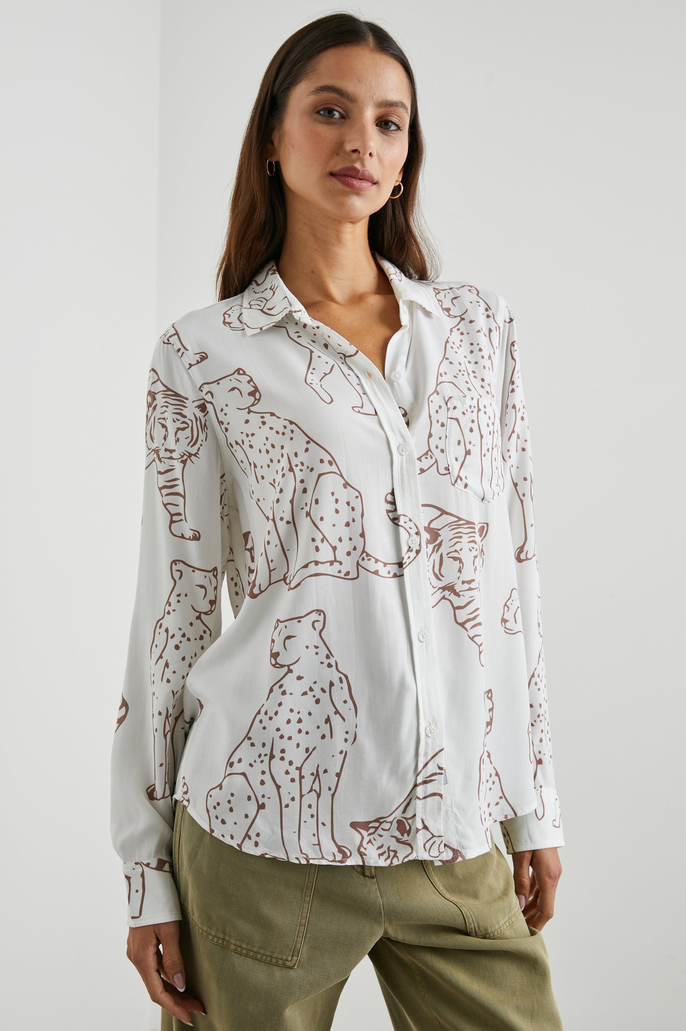 KATHRYN SHIRT - CAMEL JUNGLE CATS sold by Rails