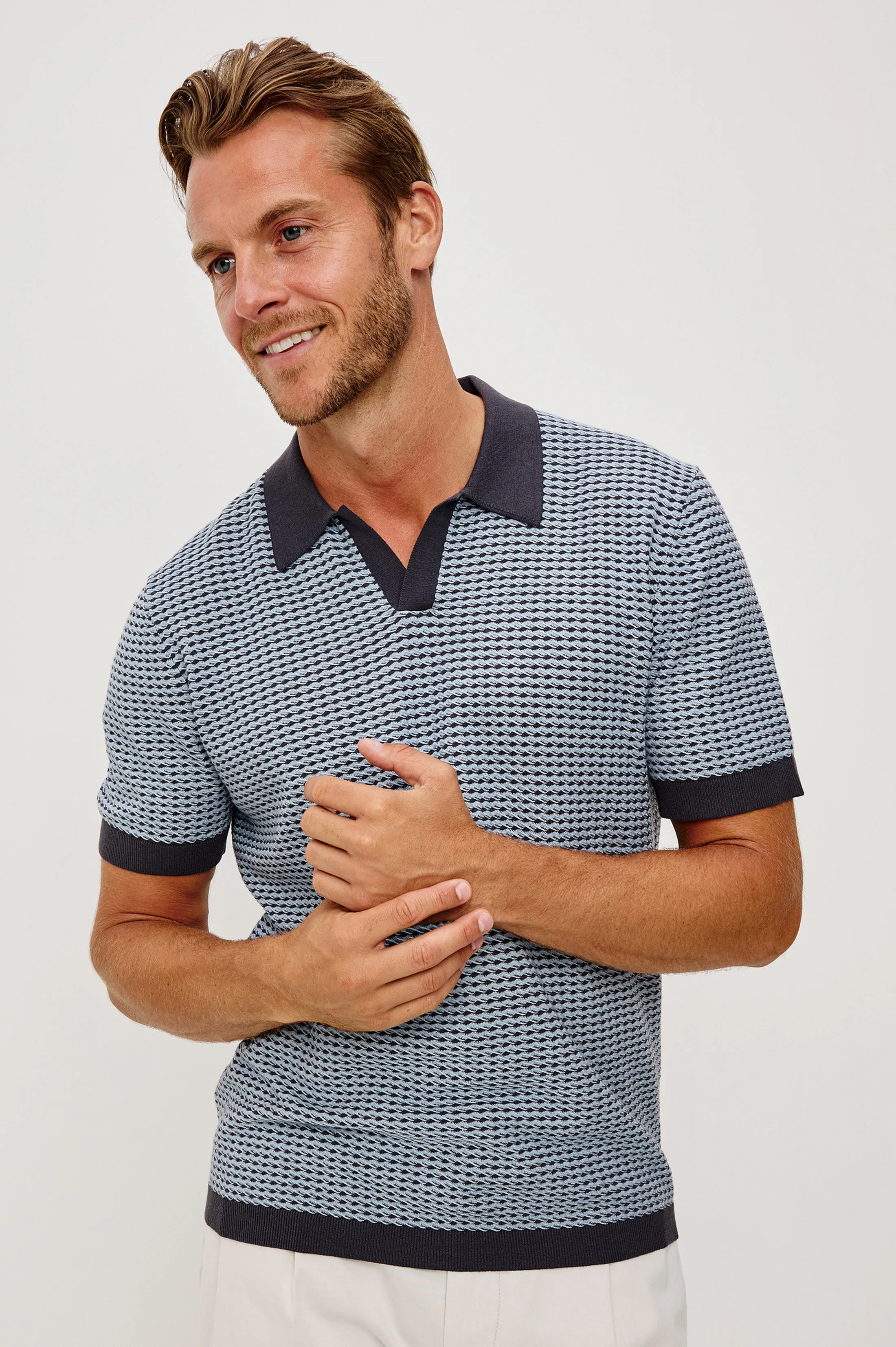 HAYDEN POLO SHIRT - BLUE LAGOON RIPPLE sold by Rails