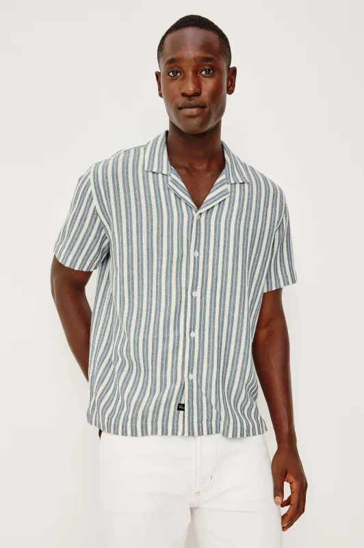 FIELDER SHIRT - MARINE WHITE STRIPE made by Rails
