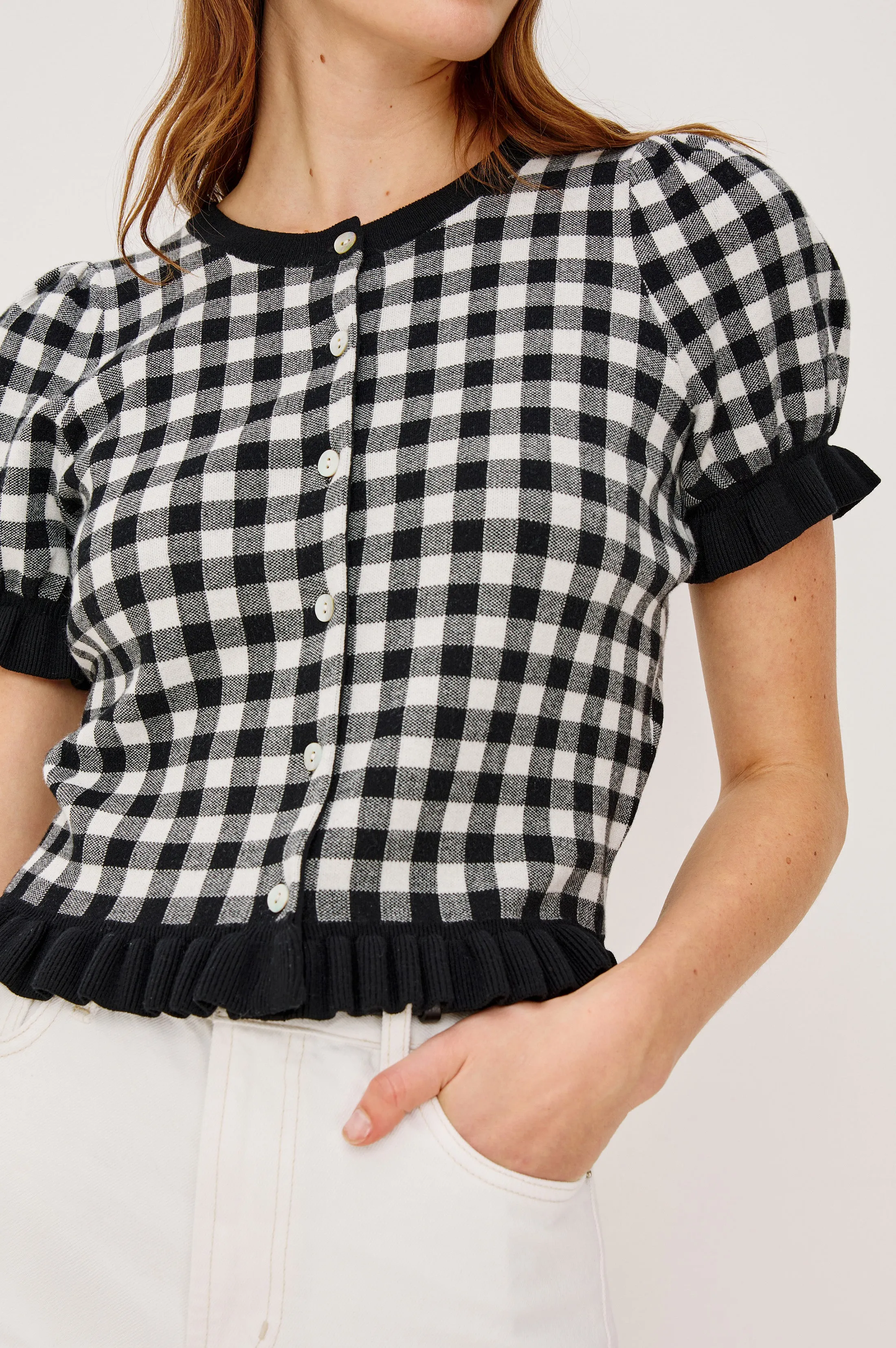 LORA TOP - BLACK WHITE GINGHAM sold by Rails product image thumbnail 3