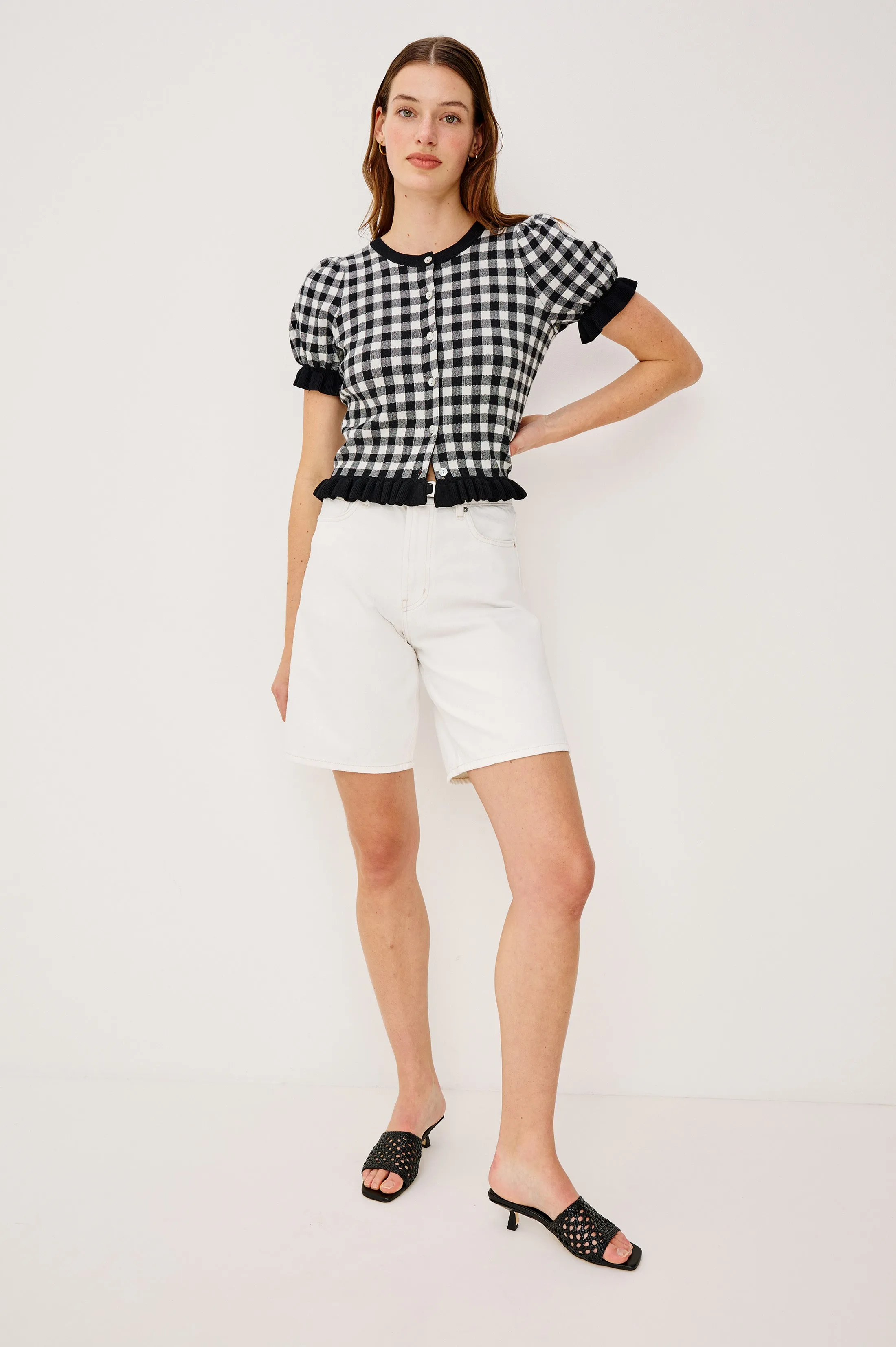 LORA TOP - BLACK WHITE GINGHAM sold by Rails product image thumbnail 4