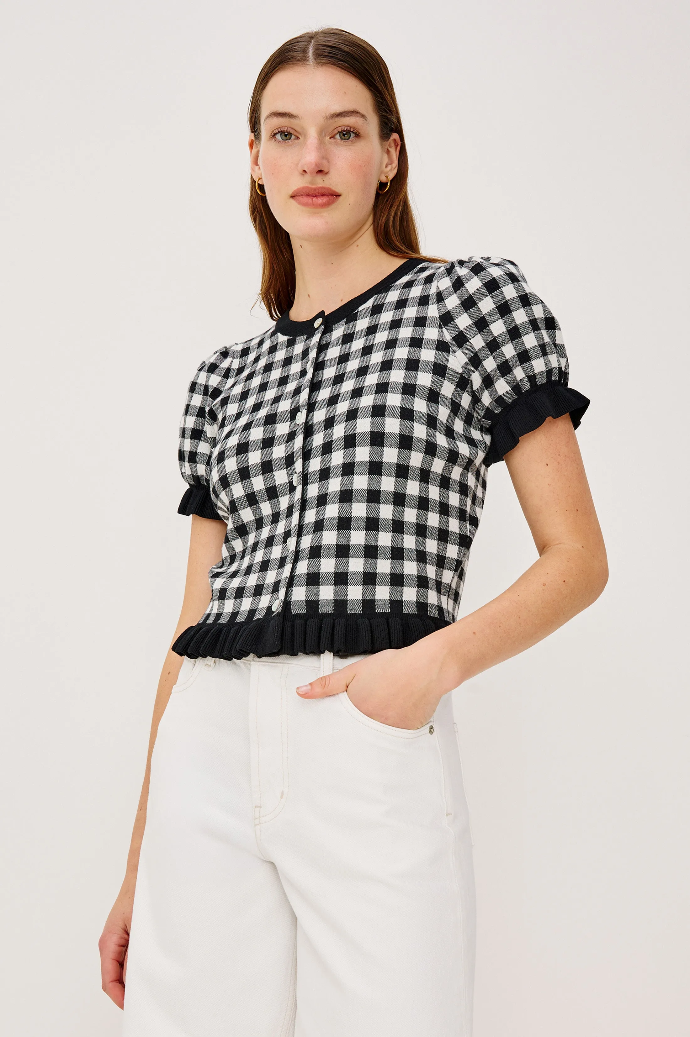 LORA TOP - BLACK WHITE GINGHAM sold by Rails
