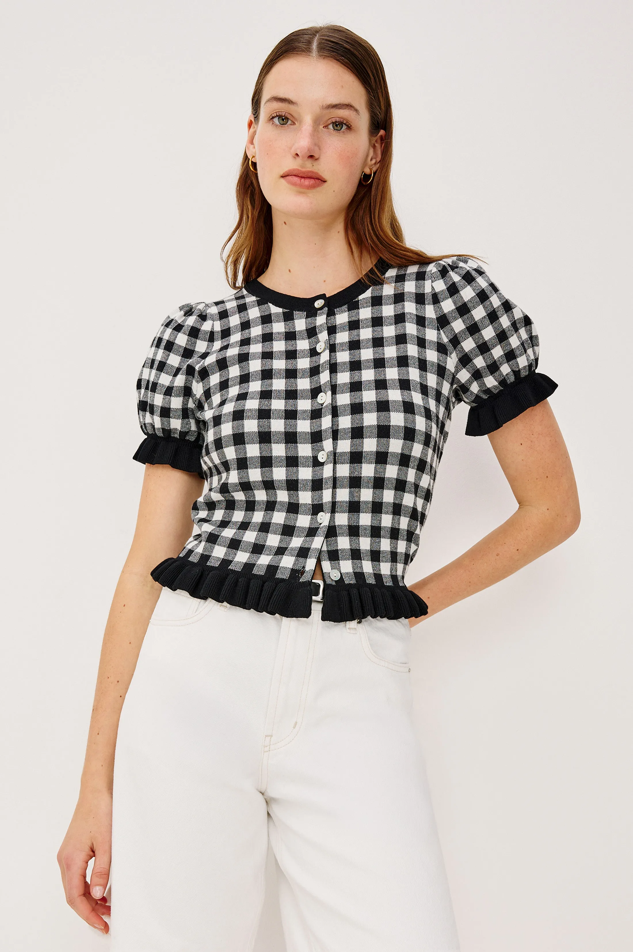 LORA TOP - BLACK WHITE GINGHAM sold by Rails product image thumbnail 5