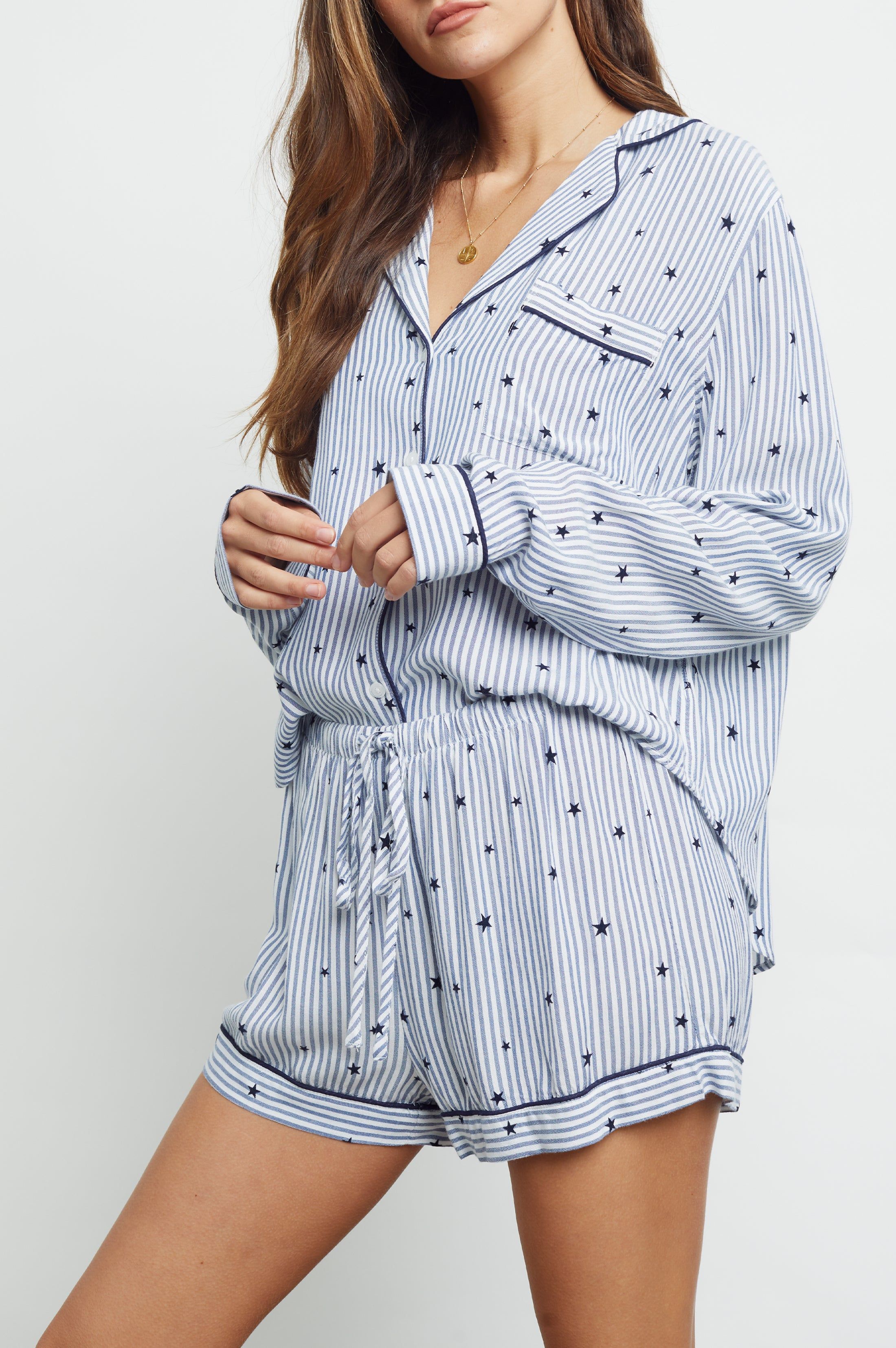 KELLEN PAJAMA SET - FLOCKED NAVY STARS sold by Rails product image thumbnail 2