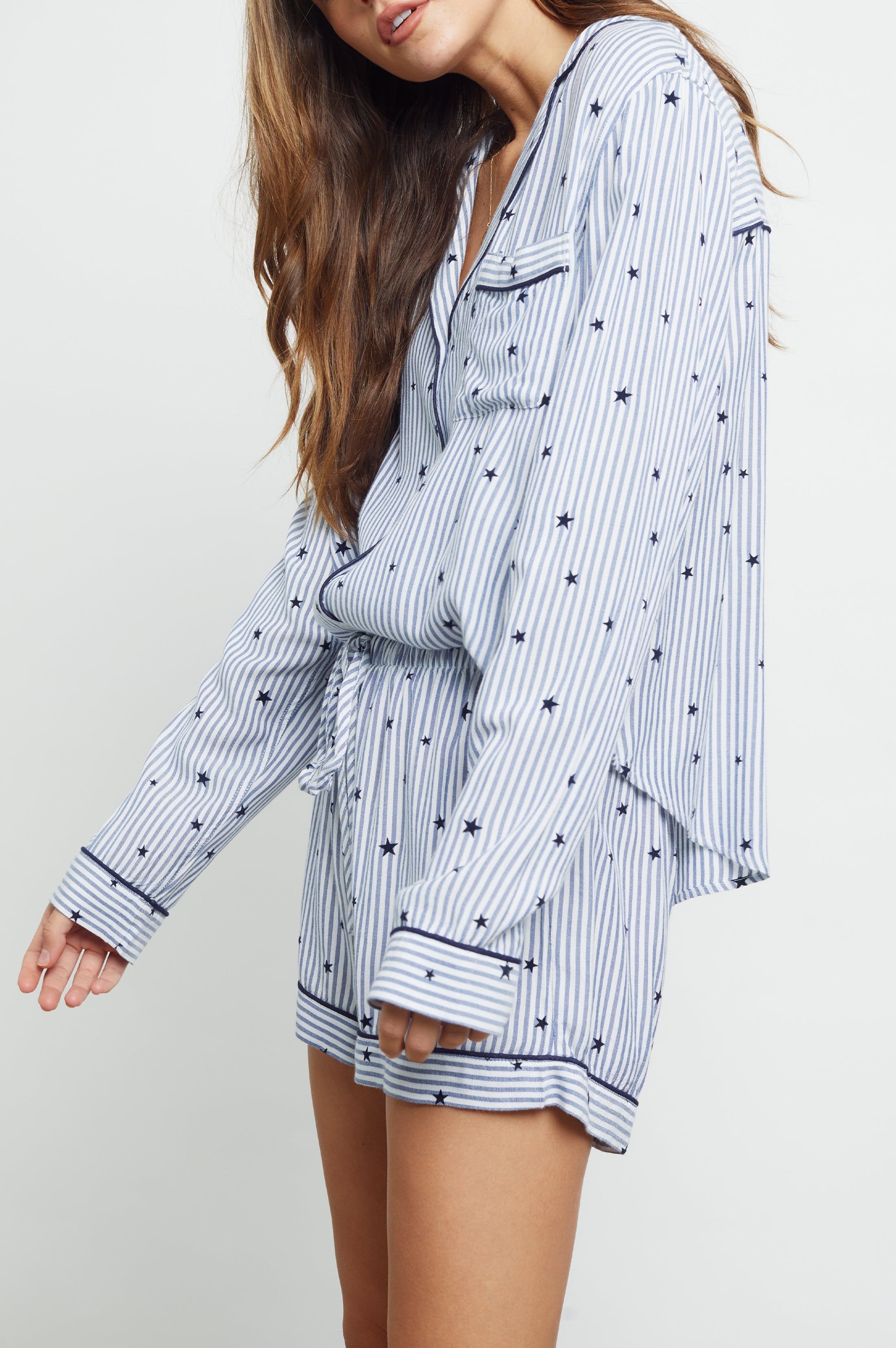 KELLEN PAJAMA SET - FLOCKED NAVY STARS sold by Rails product image thumbnail 4