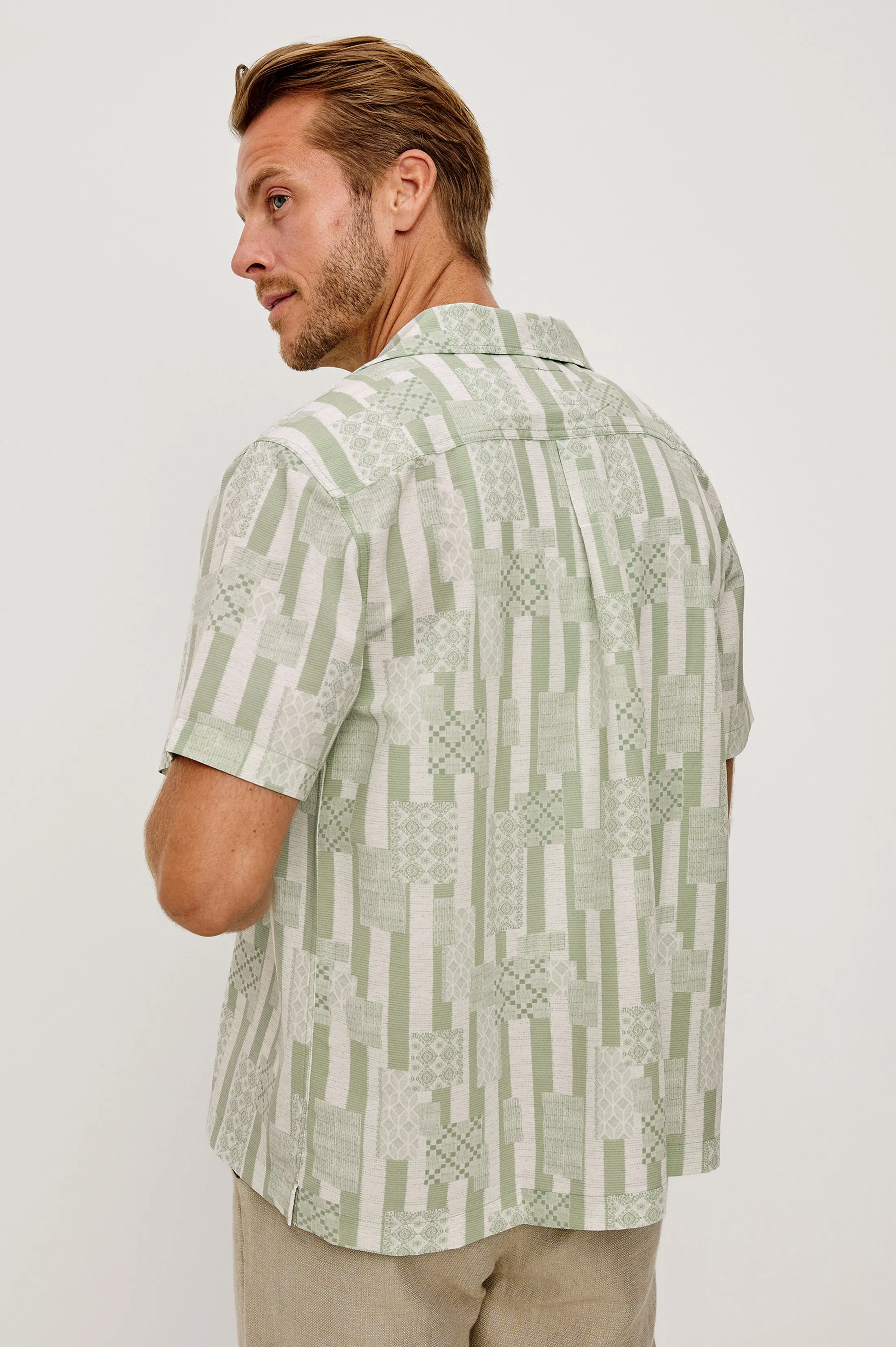 RHODES SHIRT - PATCHWORK STRIPE SAGE sold by Rails product image thumbnail 2