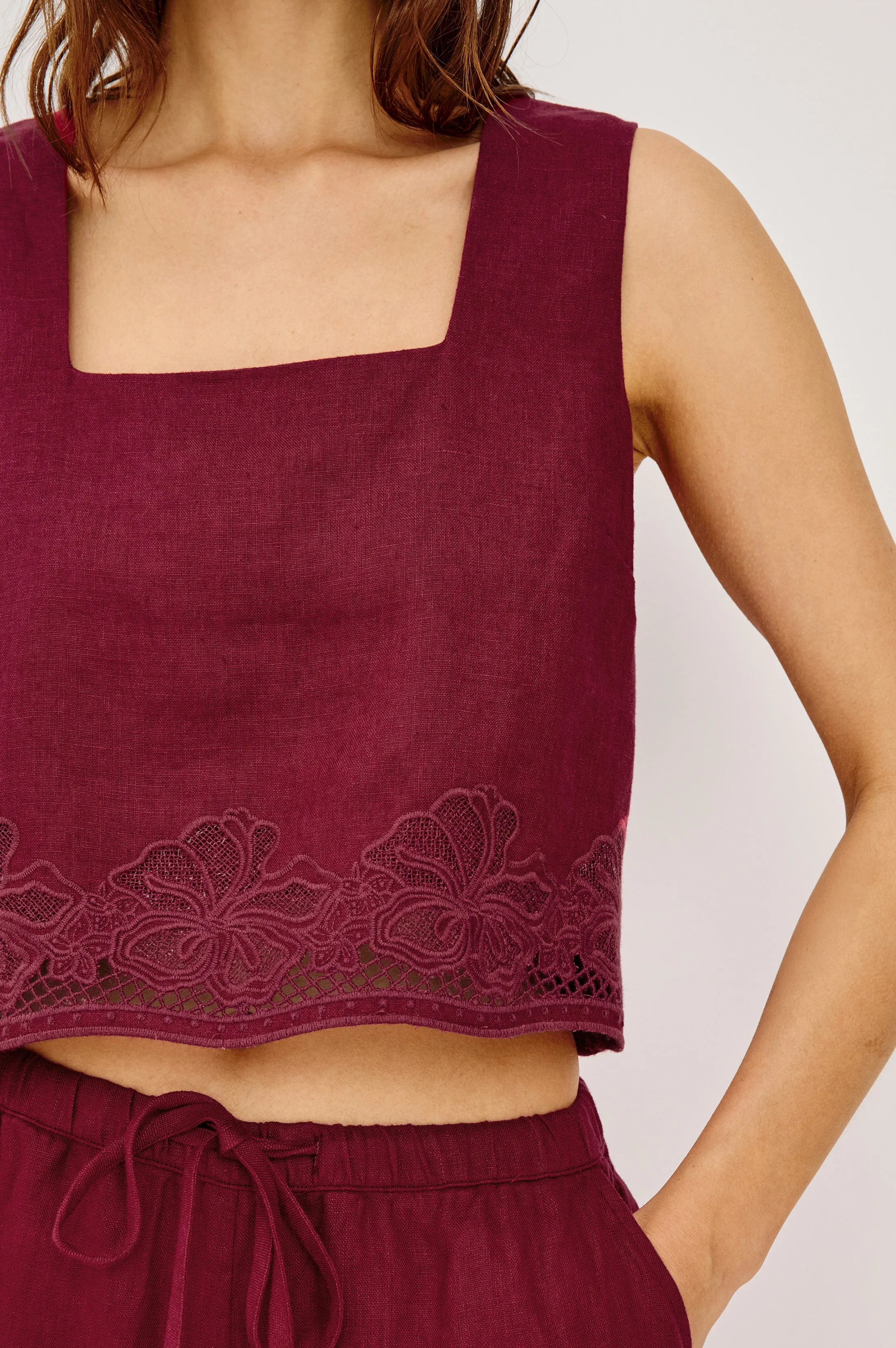 AKIRA TOP - BERRY HIBISCUS EMBROIDERY sold by Rails product image thumbnail 2