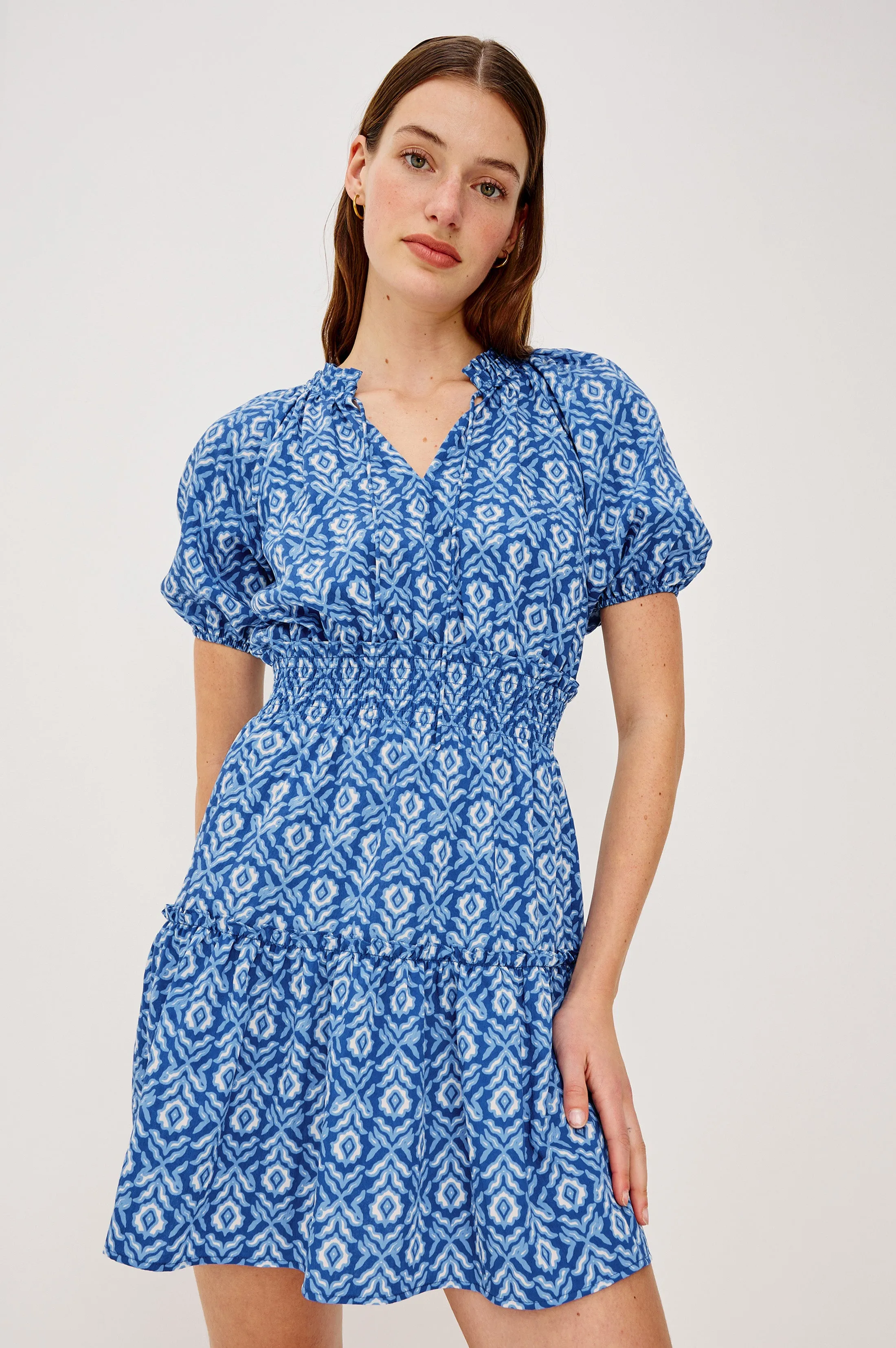FIORELLA DRESS - BLUE IKAT sold by Rails
