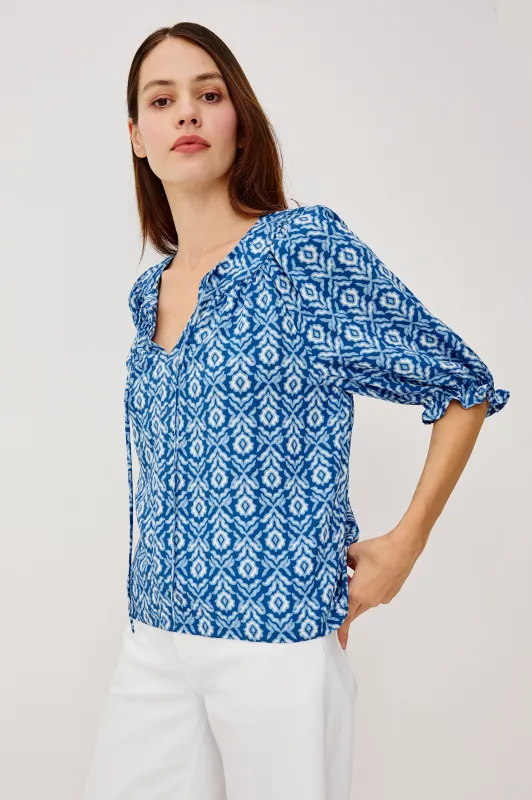 BELINA TOP - BLUE IKAT made by Rails