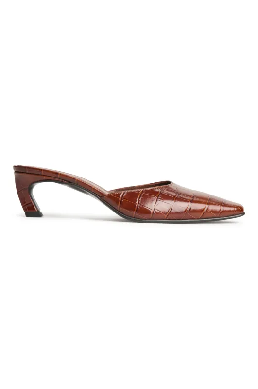 MARAIS MULE - DARK BROWN CROC EMBOSSED made by Rails