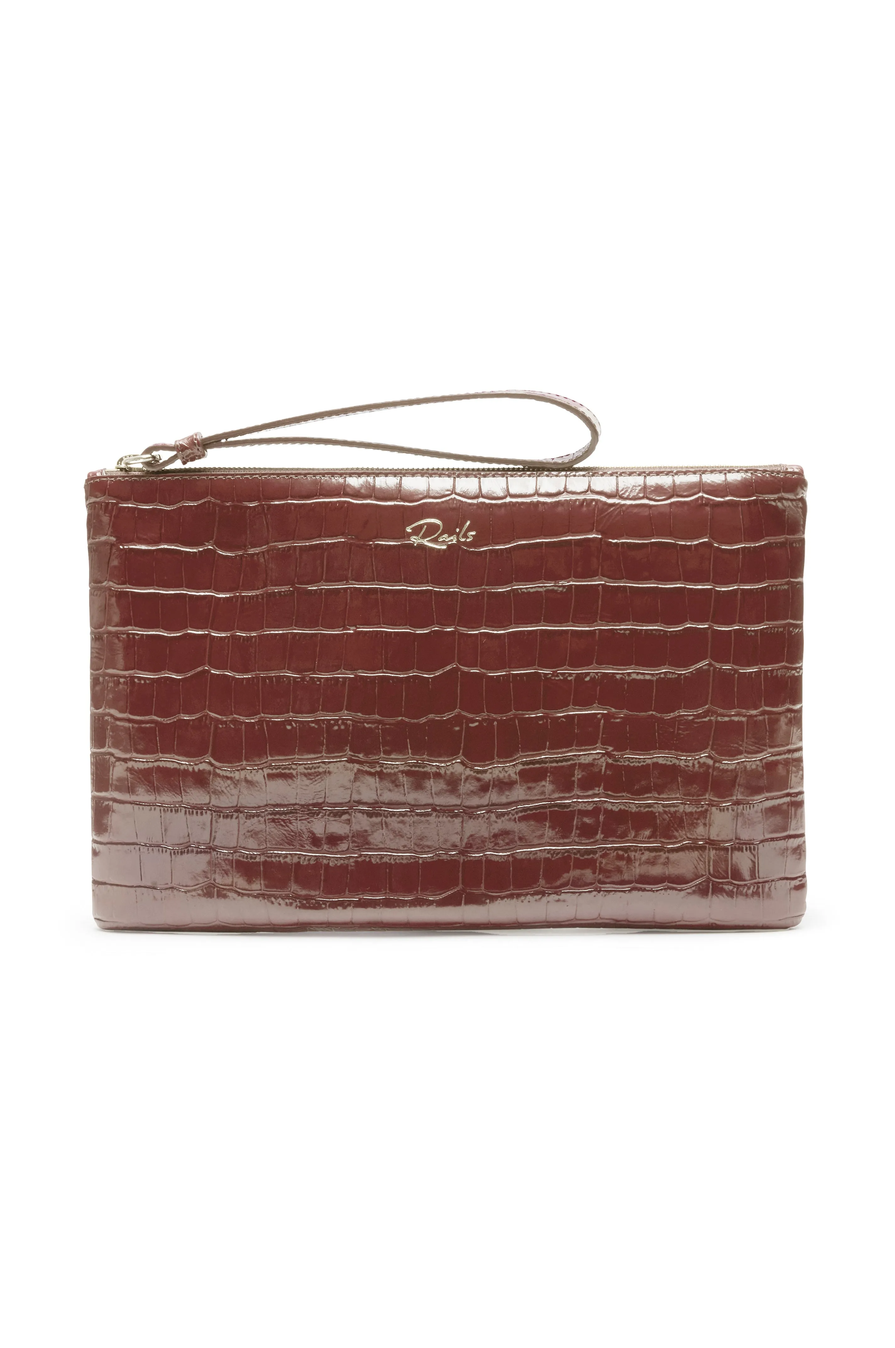 VERONA CLUTCH - DARK BROWN CROC EMBOSSED sold by Rails
