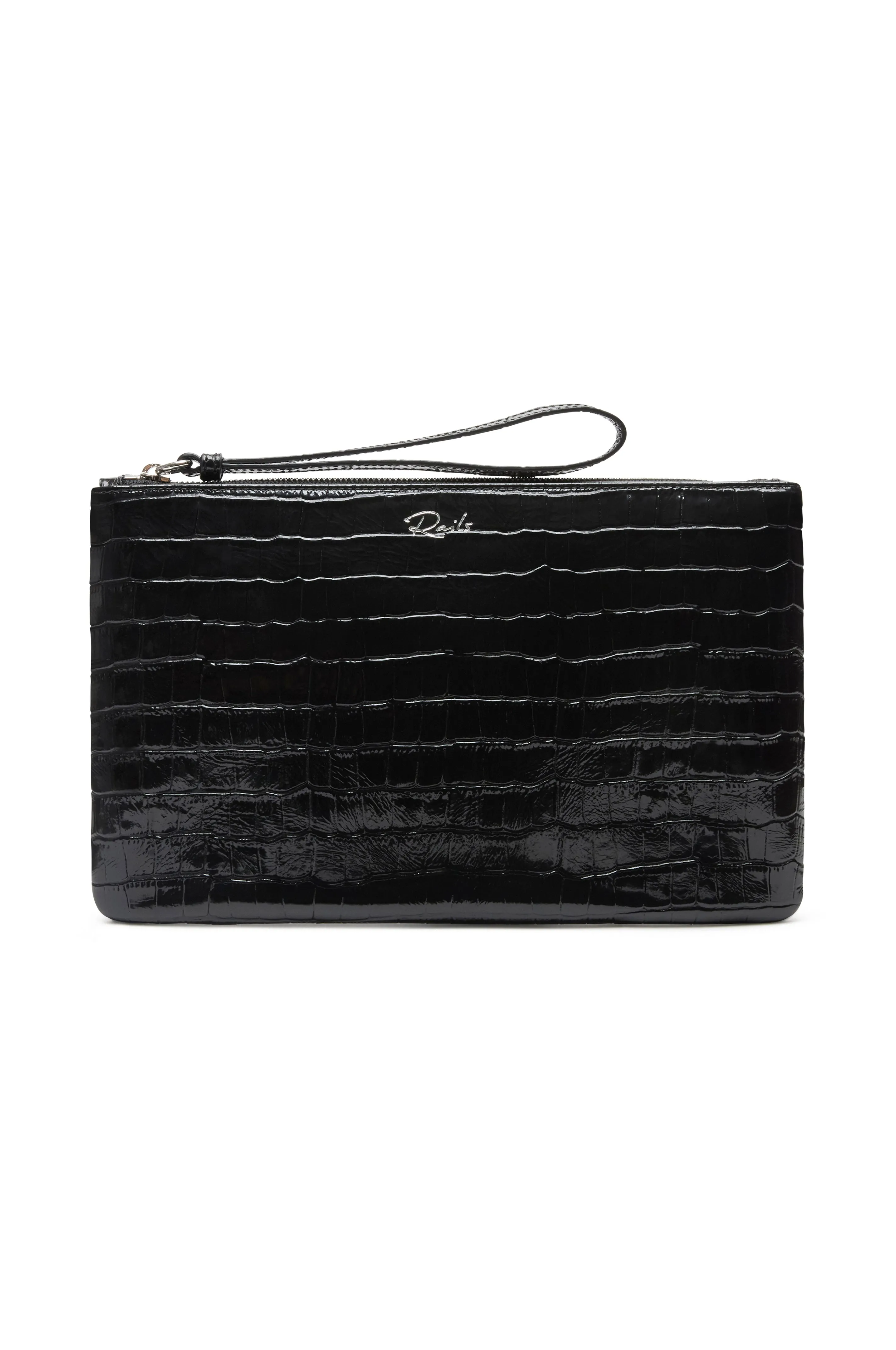 VERONA CLUTCH - BLACK CROC EMBOSSED sold by Rails