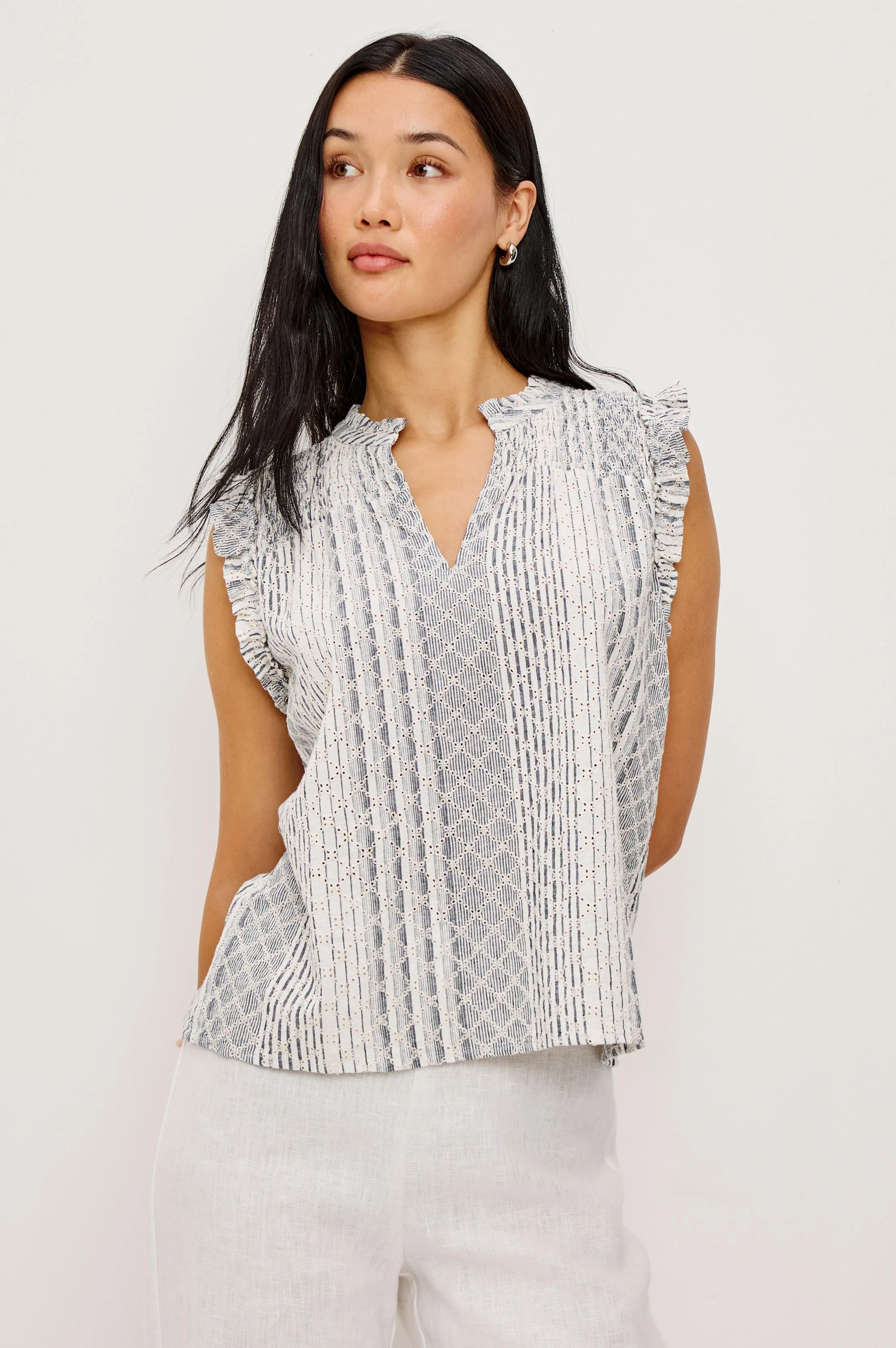 ARLENE TOP - STRIPED EYELET sold by Rails