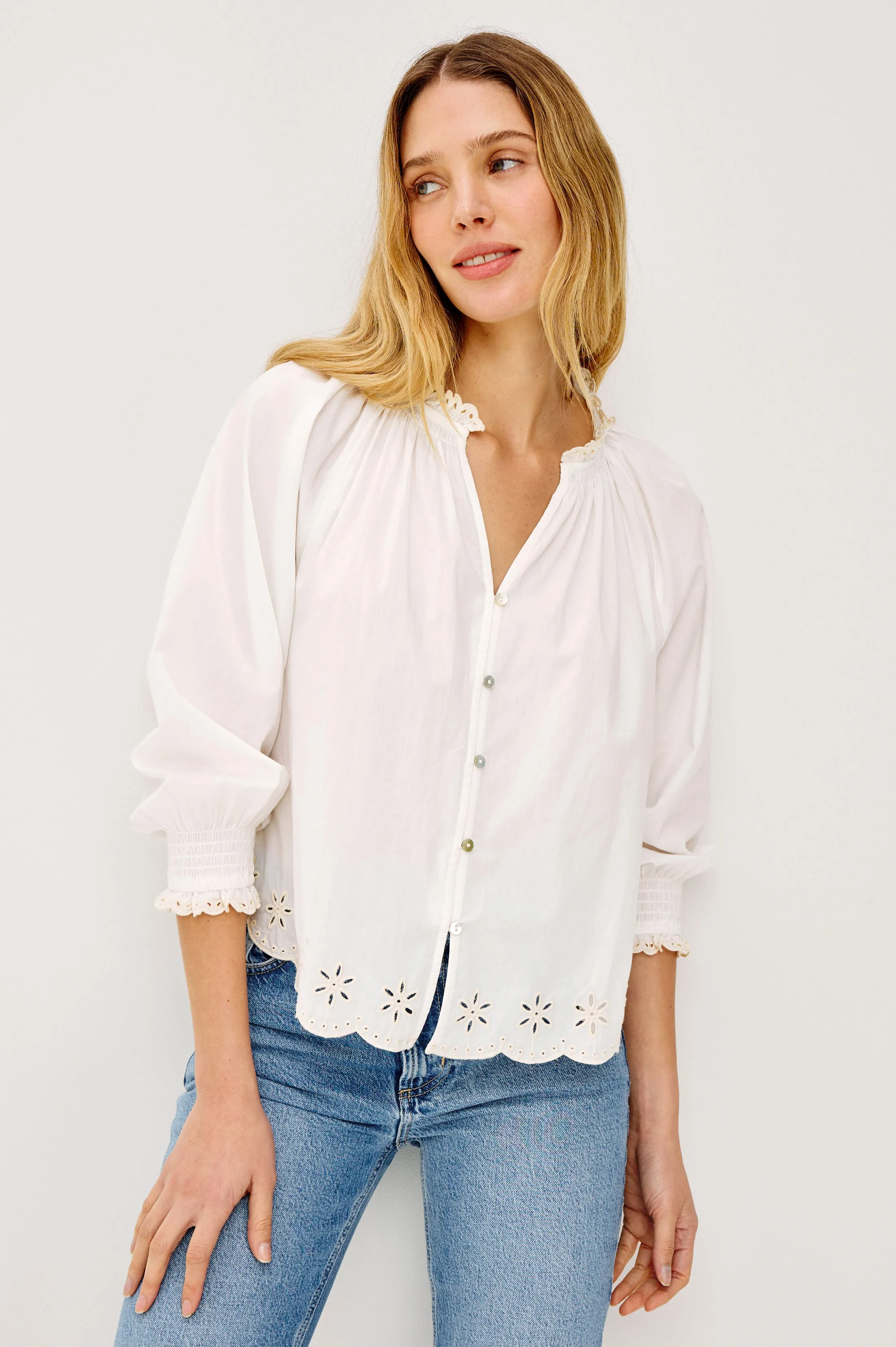 MARIAH SHIRT - OAT EMBROIDERY sold by Rails product image thumbnail 4