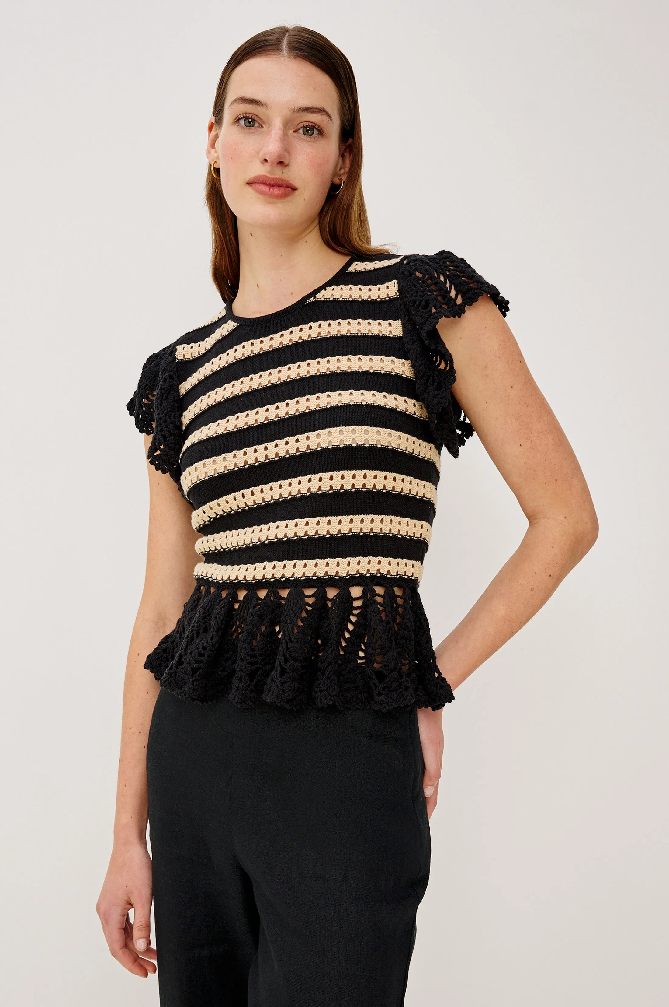 COEN TOP - BLACK OAT STRIPE sold by Rails product image thumbnail 4