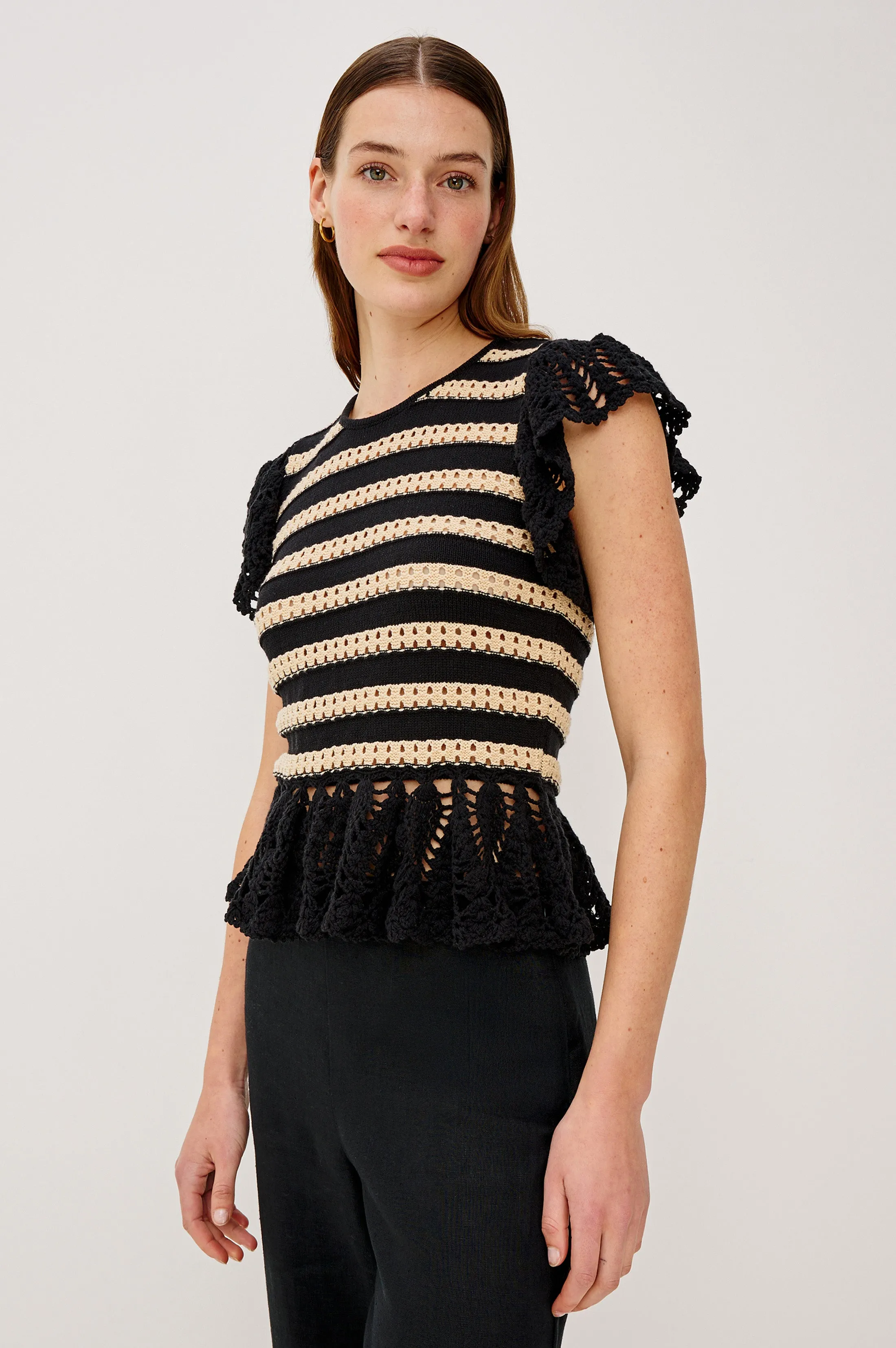 COEN TOP - BLACK OAT STRIPE sold by Rails