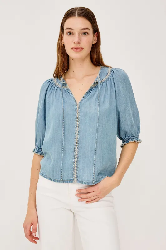 BELINA TOP - WASHED BLUE sold by Rails