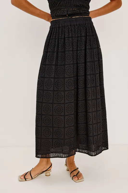 DAX SKIRT - BLACK GRID EMBROIDERY sold by Rails