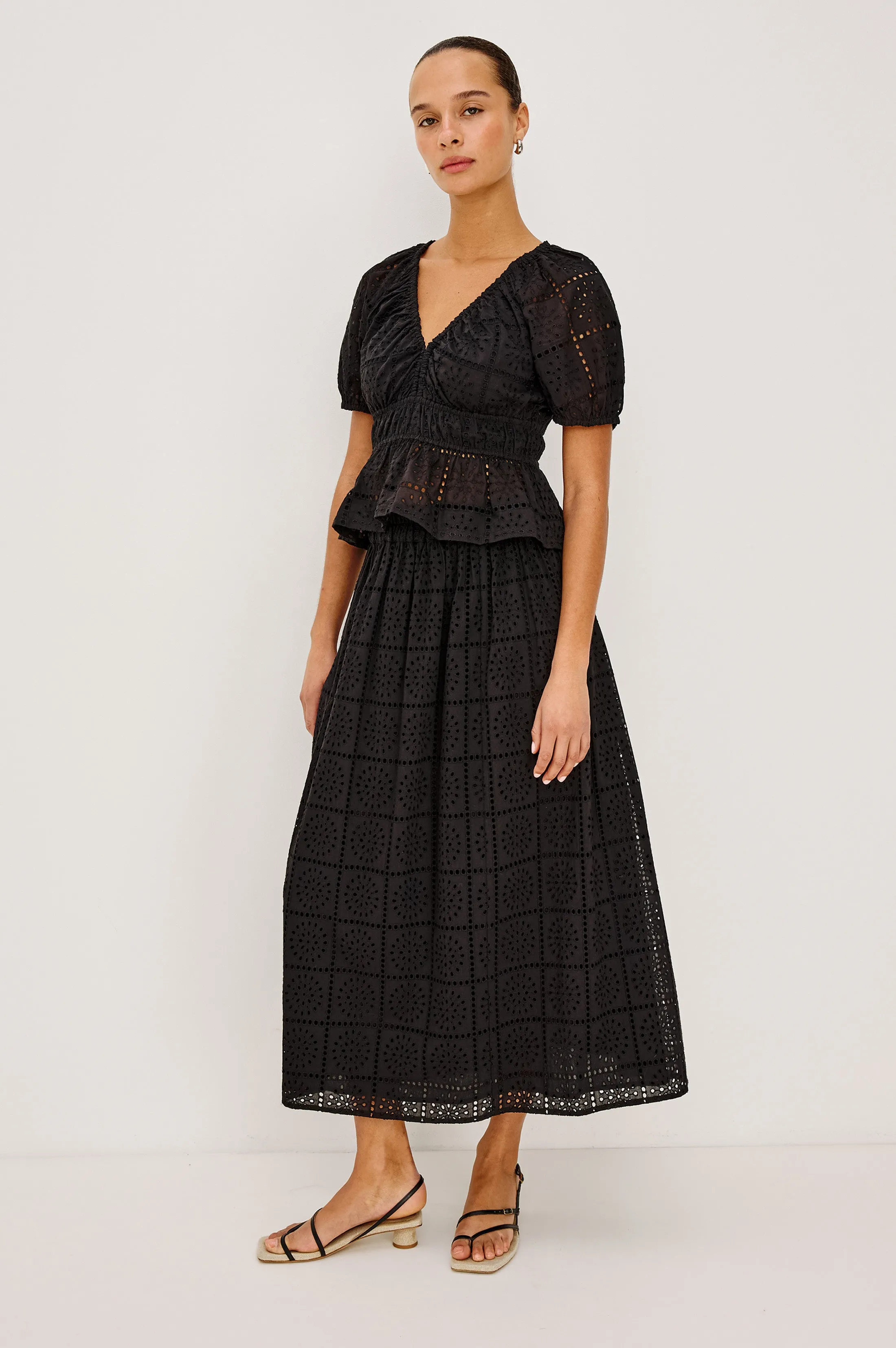DAX SKIRT - BLACK GRID EMBROIDERY sold by Rails product image thumbnail 3