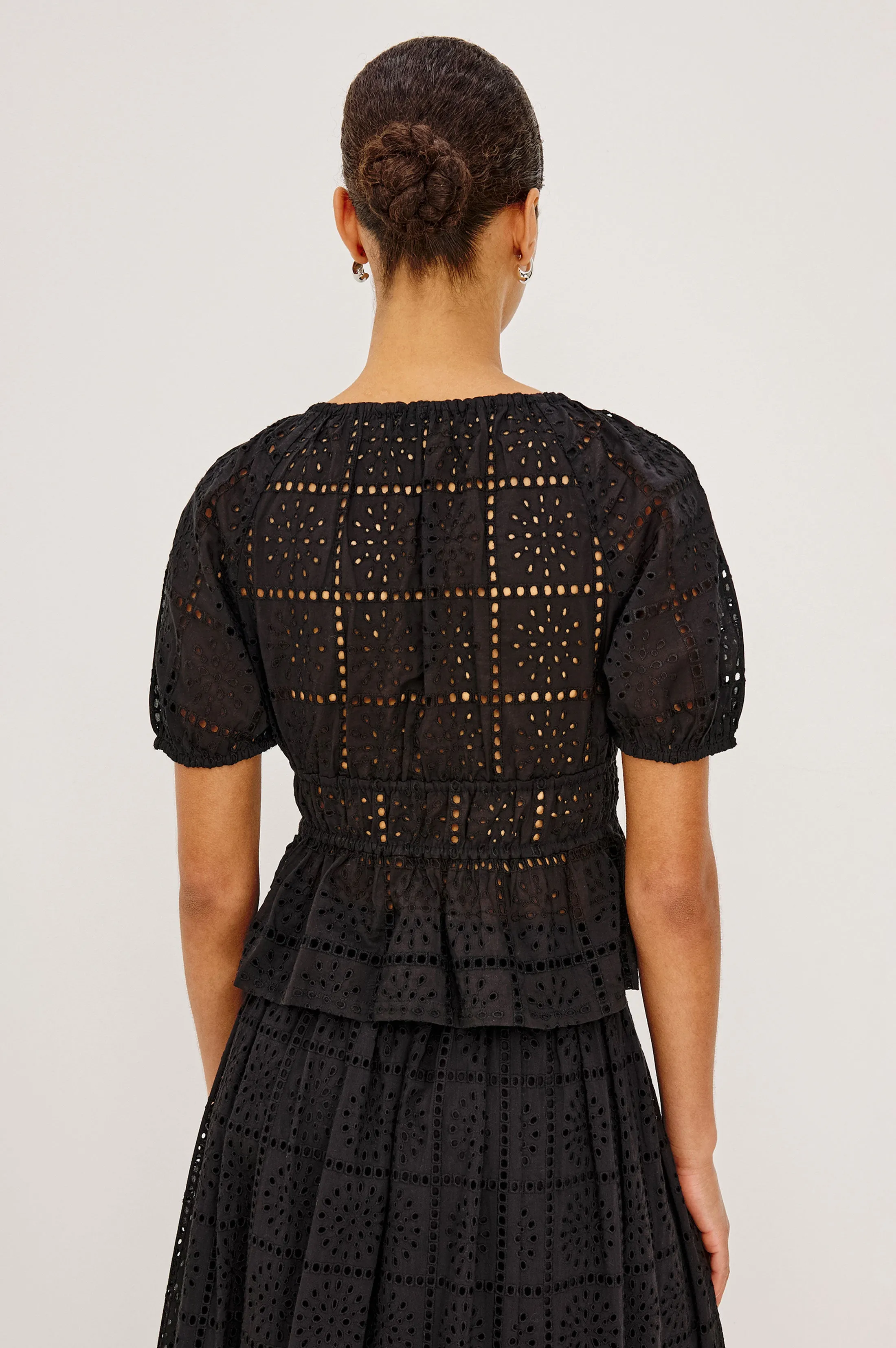 ARGENTA TOP - BLACK GRID EMBROIDERY sold by Rails product image thumbnail 5