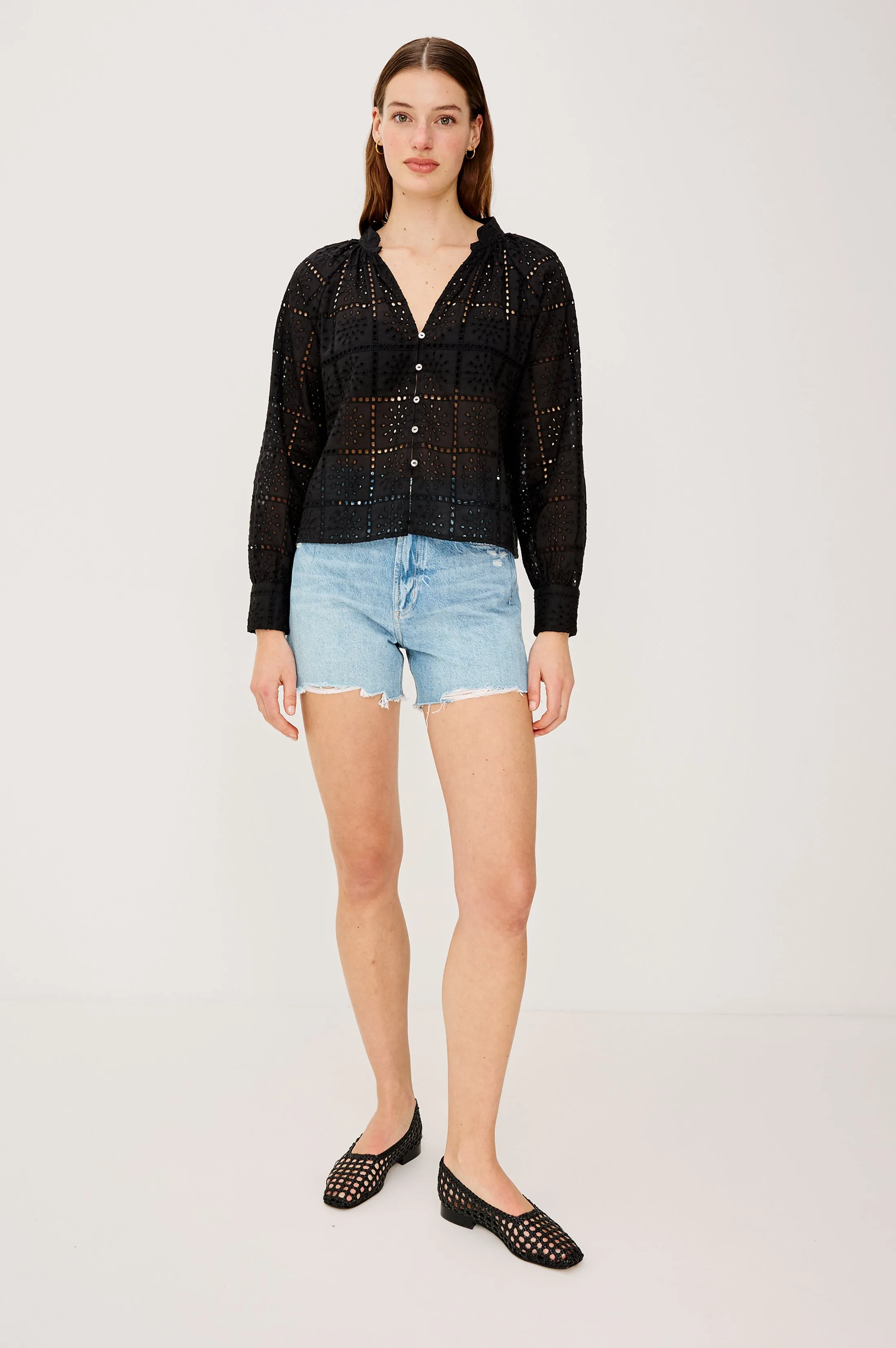 FRANCINE TOP - BLACK GRID EMBROIDERY sold by Rails product image thumbnail 3