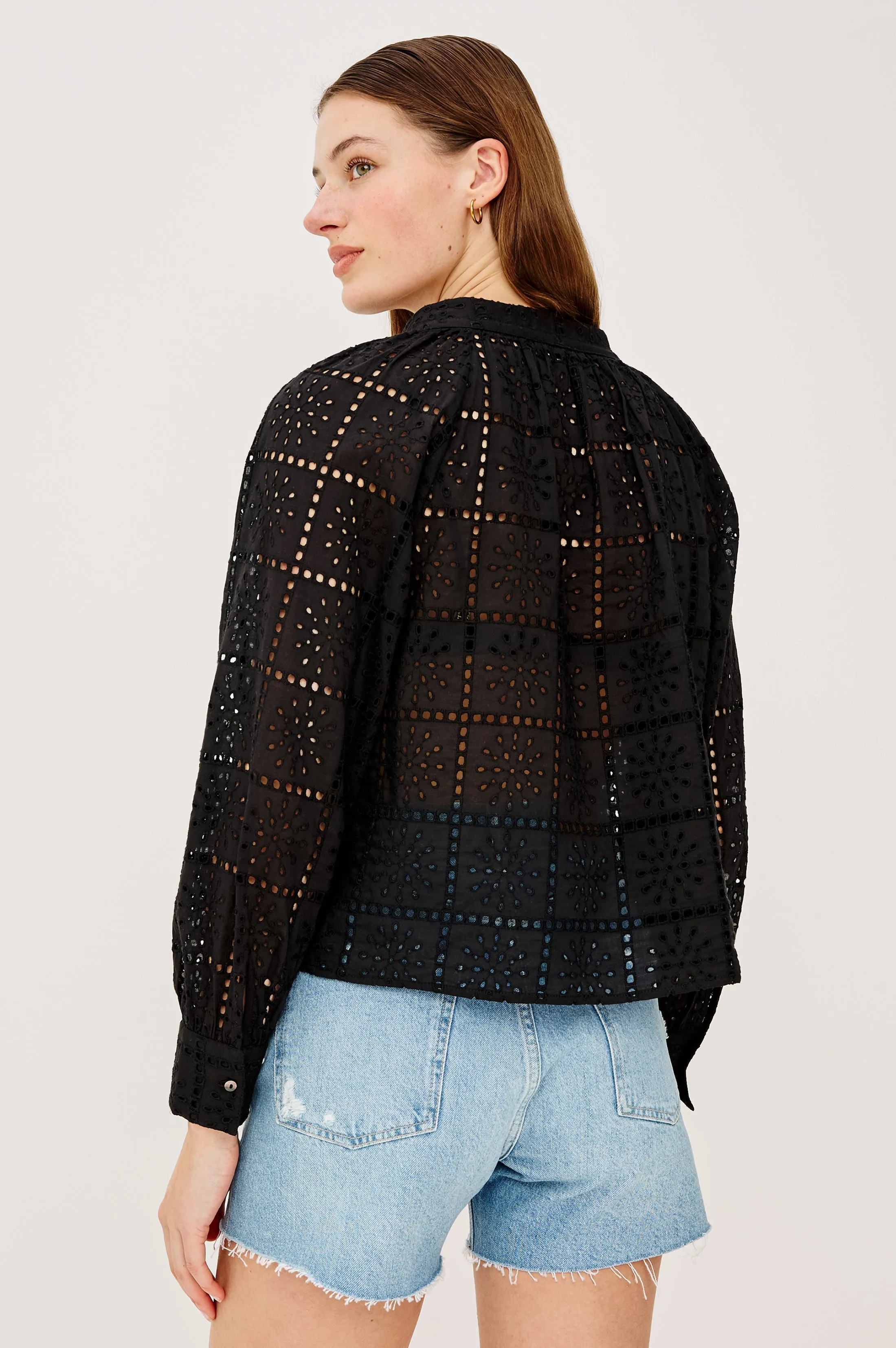 FRANCINE TOP - BLACK GRID EMBROIDERY sold by Rails product image thumbnail 5