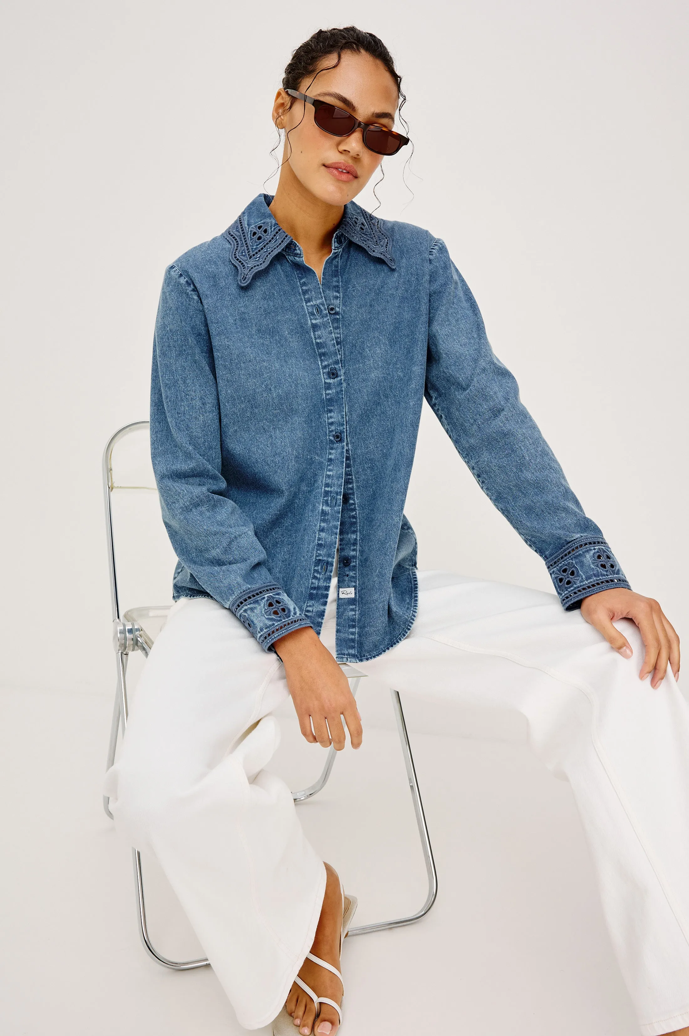 BETHANY SHIRT - ANTIQUE BLUE sold by Rails product image thumbnail 4